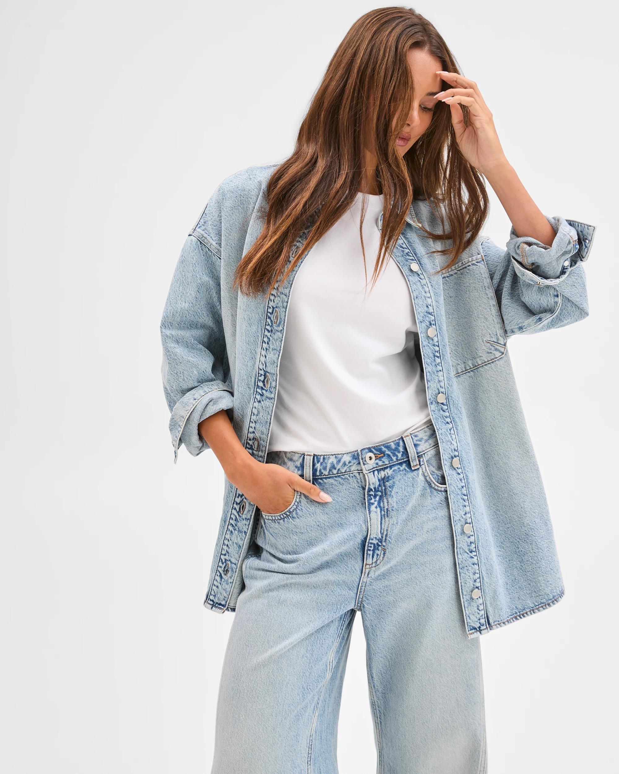 5 Lily Loves Denim Oversized Shirt SALTY BLUE, 5 of 10