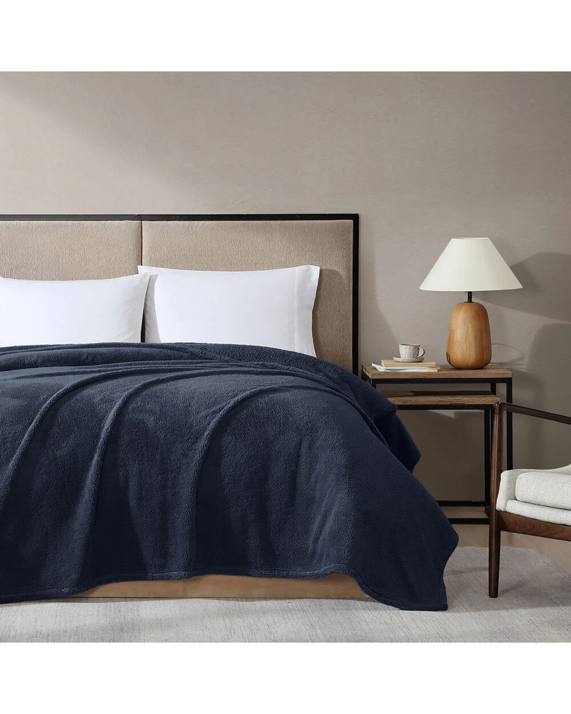 1 Ardor Boudoir Polyester Teddy Fleece Blanket Throw 245x240cm - Blue, 1 of 3