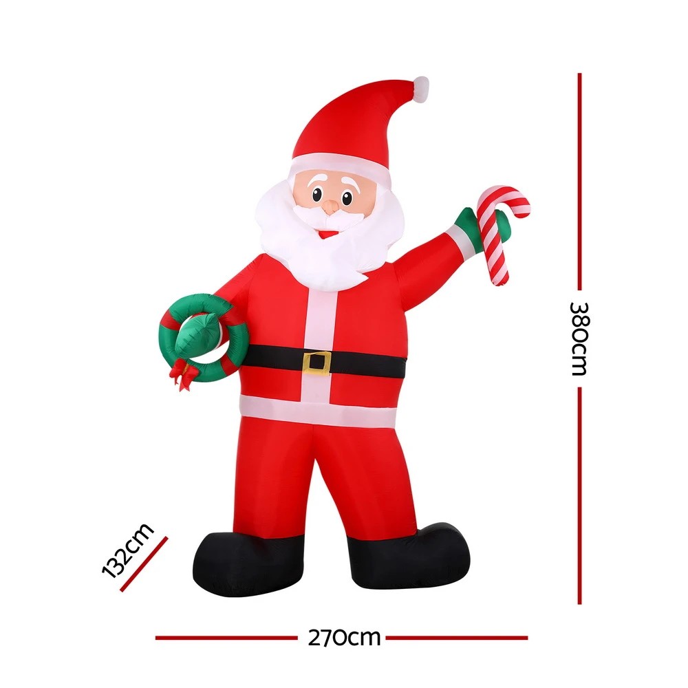 2 Jingle Jollys Christmas Inflatable Giant Santa 3.8M Height LED Illuminated Decorations - Multi, 2 of 7