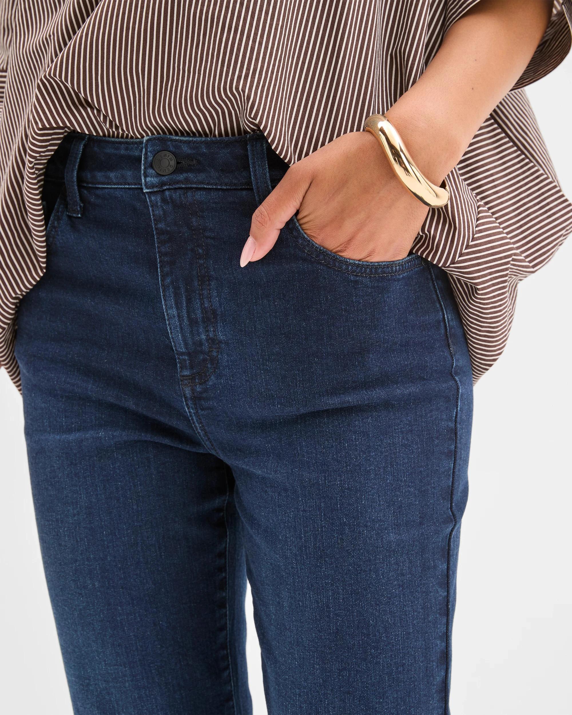 4 Target Mid Rise Crop Length Kick Flare Denim Jeans MIDNIGHT BLUE, 4 of 10