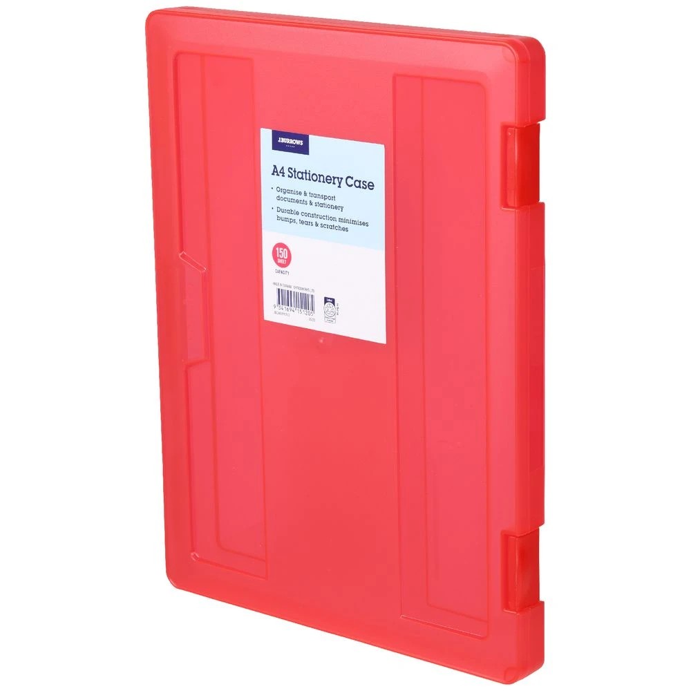 3 J.Burrows Stationery Case A4 Clip Closure Red, 3 of 4