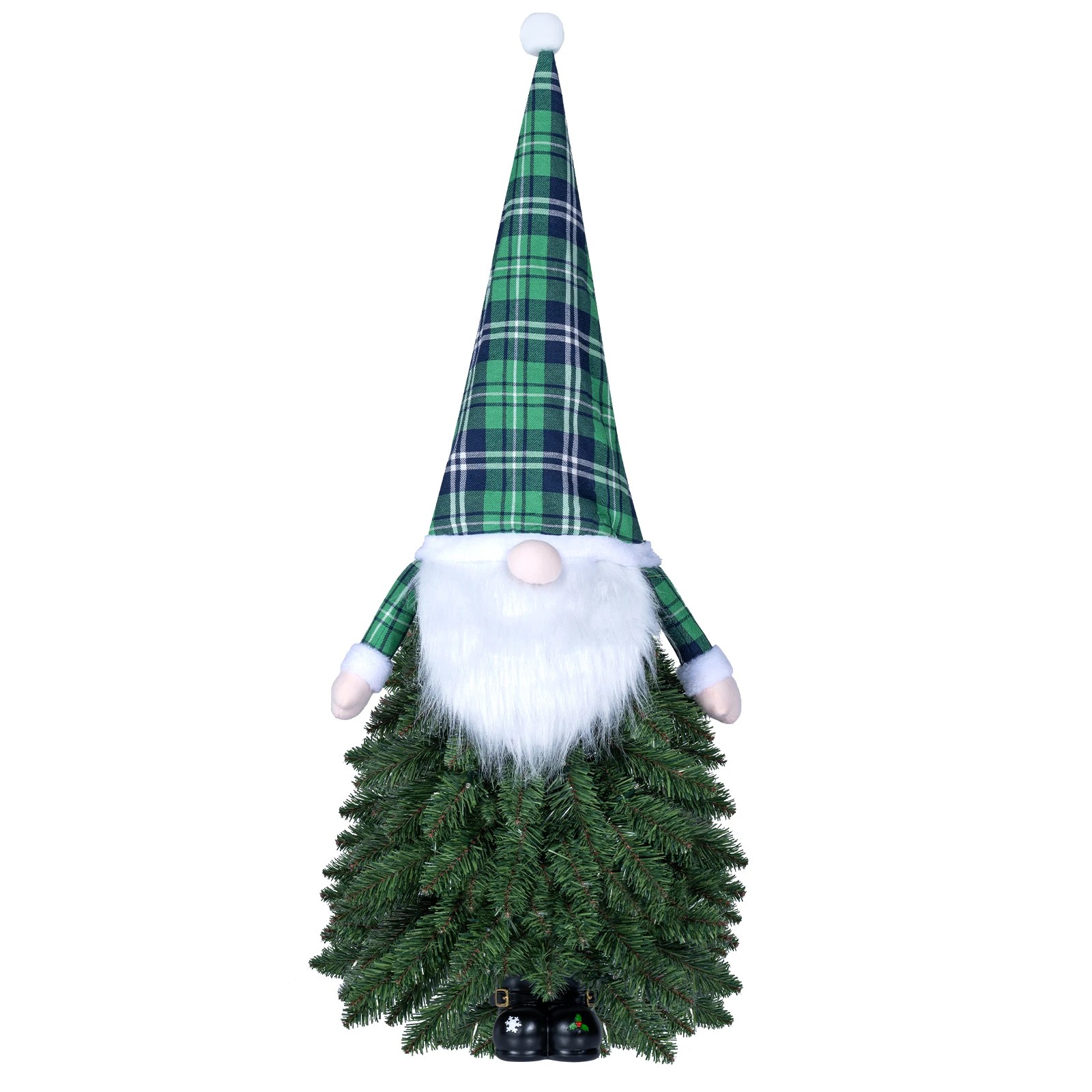 5 Costway 90cm Tabletop Christmas Tree w/Santa Figure Pre-Lit Mini Xmas Tree 8 Lighting Modes - Green, 5 of 5