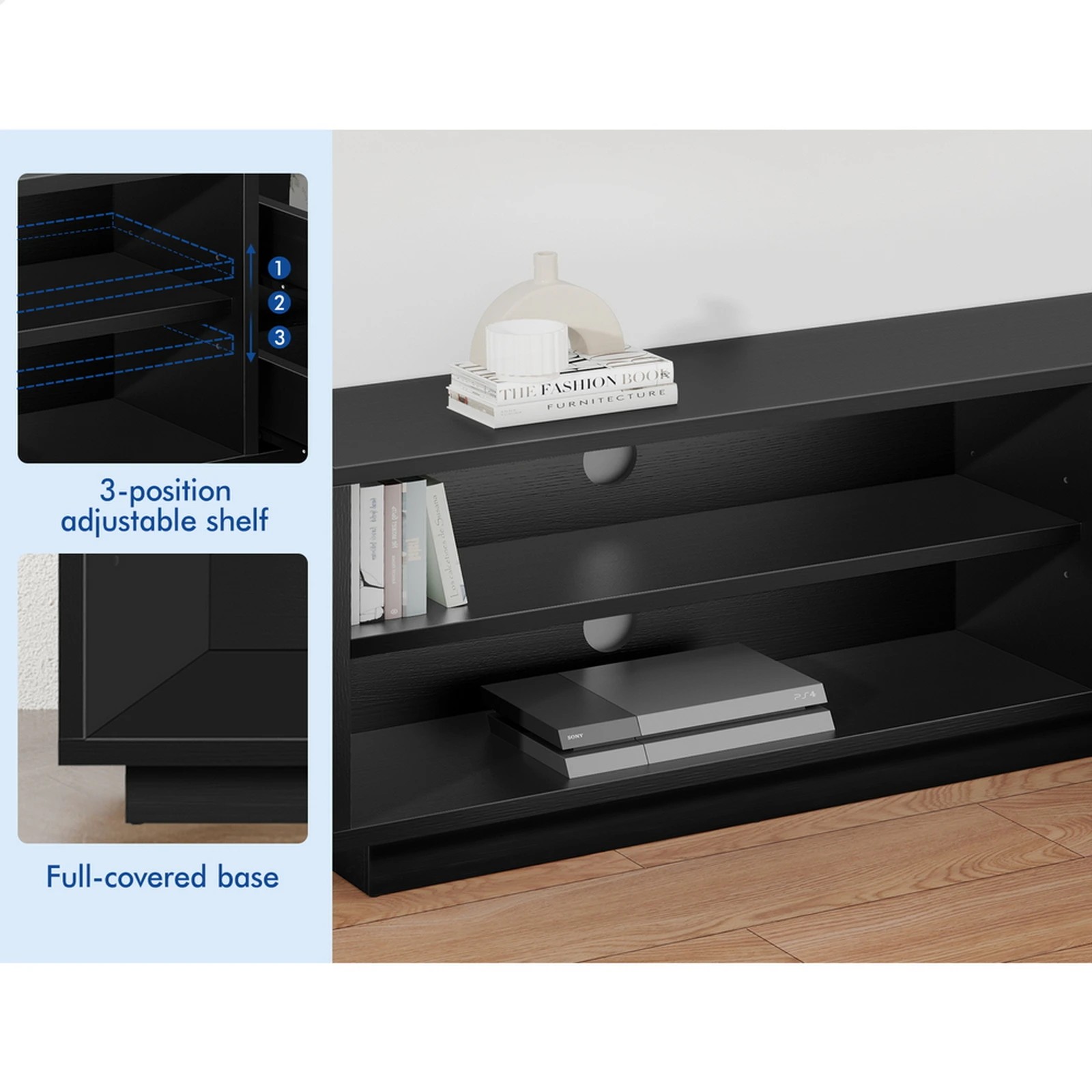6 Alfordson Entertainment Unit TV Cabinet Stand Storage Drawer 180cm - Black, 6 of 10