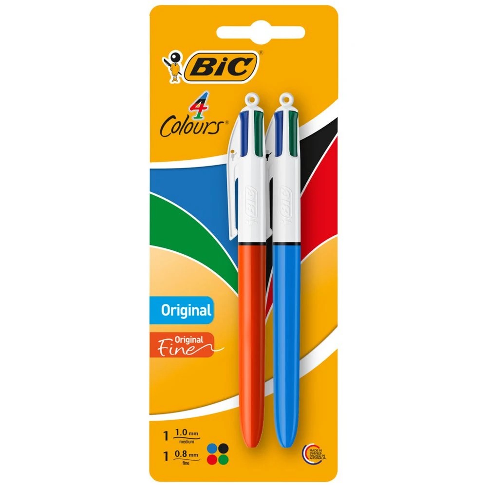1 Bic 4-Colour Ballpoint Pen Medium/Fine 2 Pack, 1 of 3