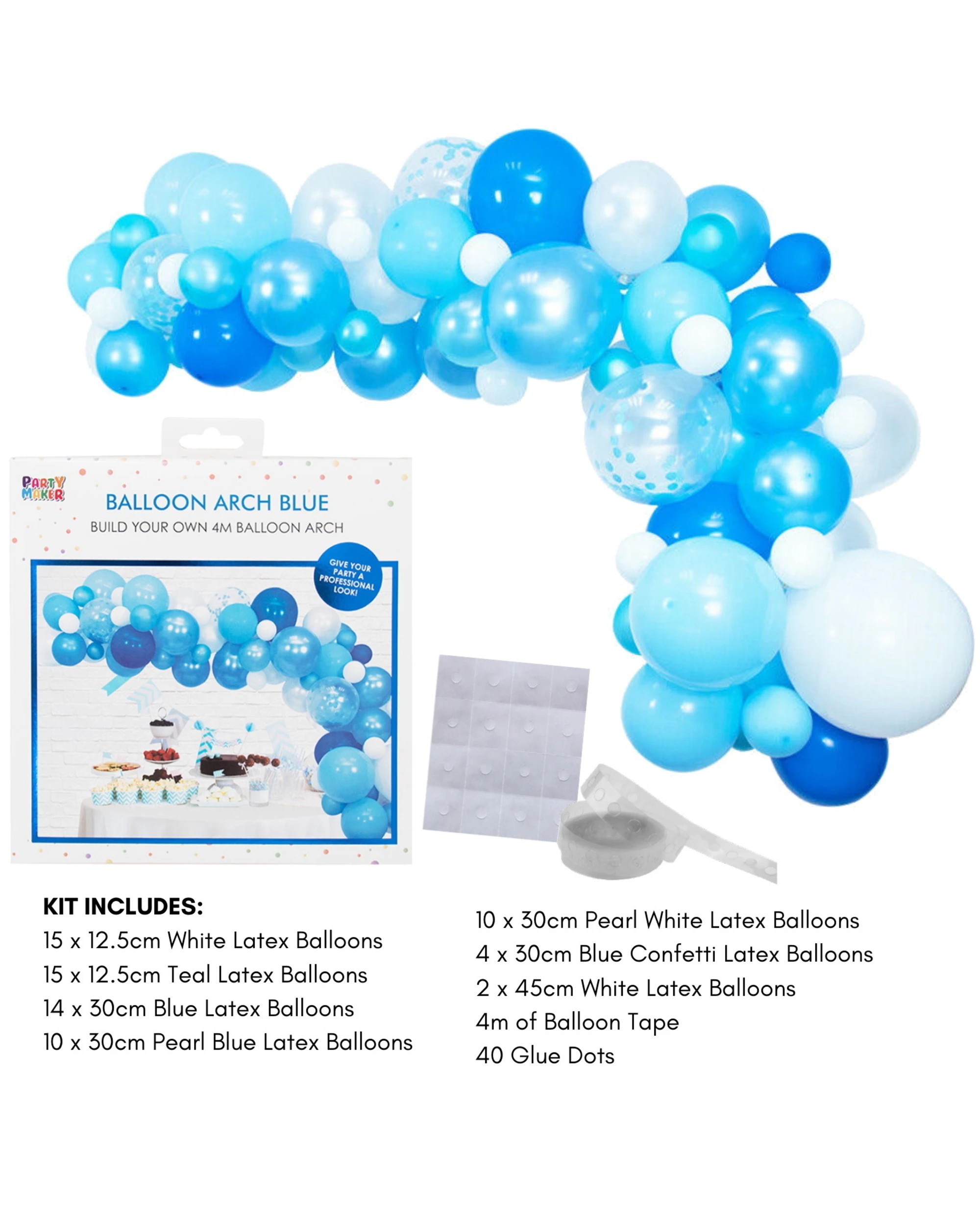 3 Partyrama Blue 4m Balloon Arch Kit - Blue, 3 of 3