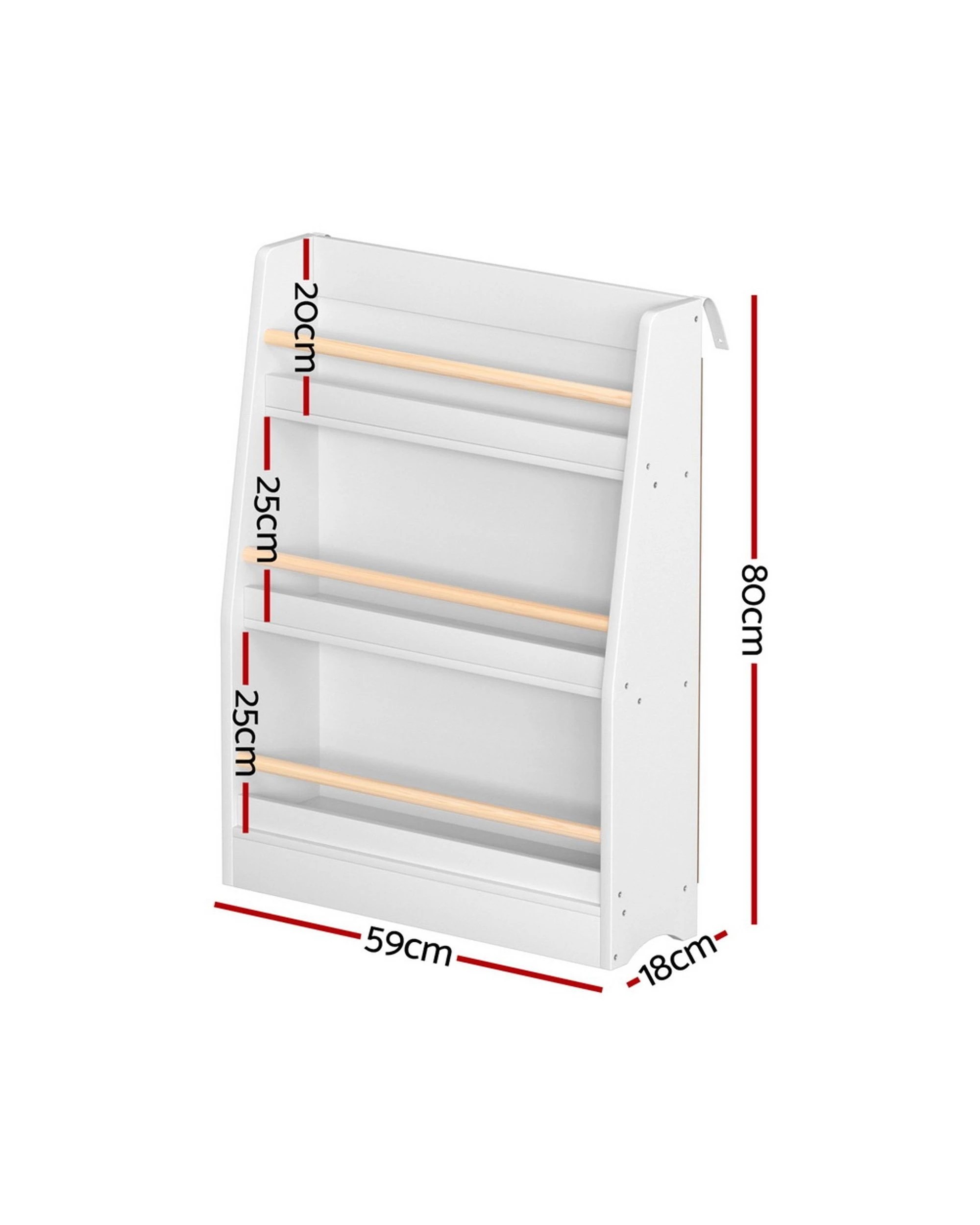 2 Keezi Kids Bookshelf 3 Tiers Storage Children Bookcase Organiser Display Shelf - White, 2 of 8