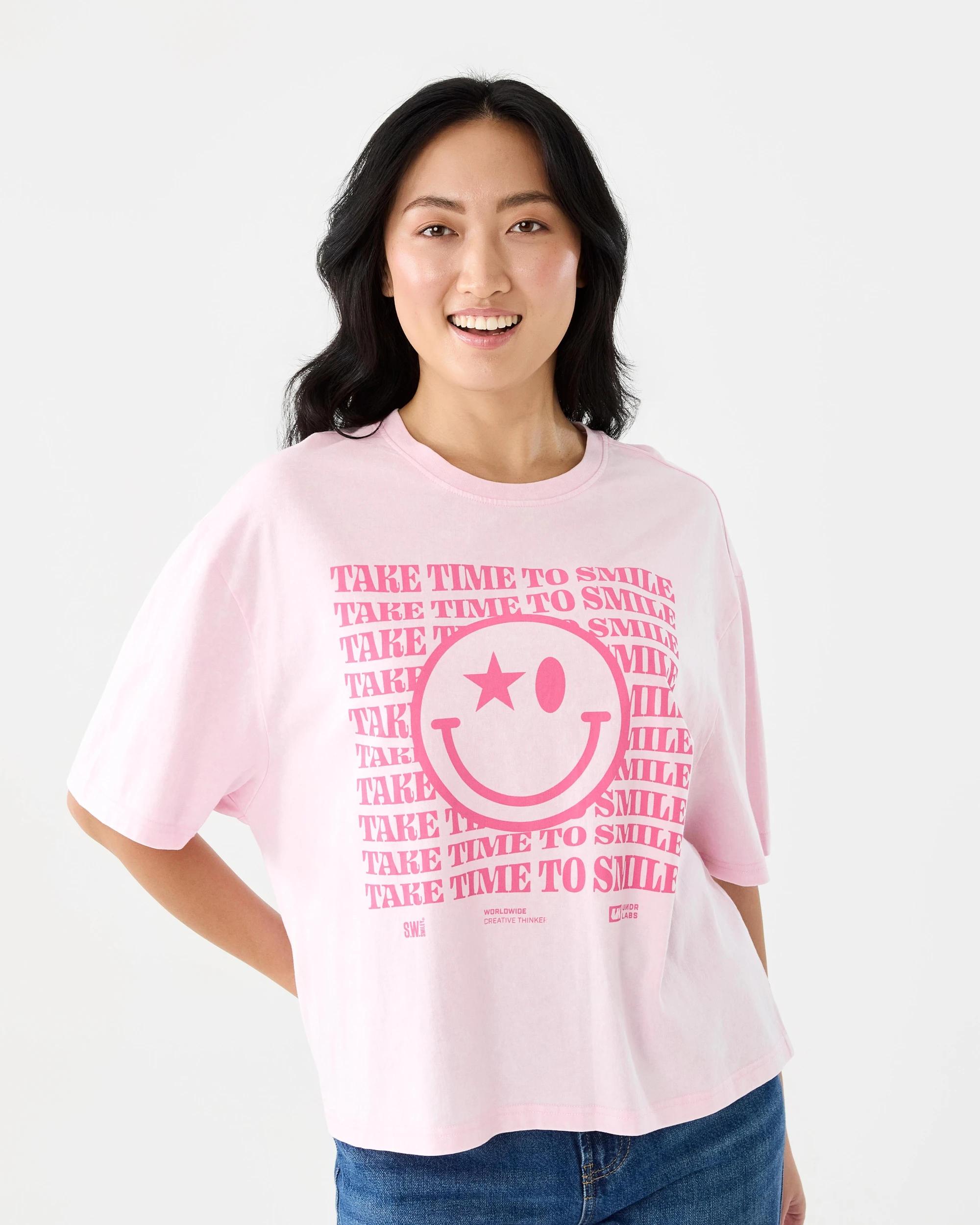 1 SmileyWorld License Short Sleeve Oversized Chopped T-shirt Smiley, 1 of 6