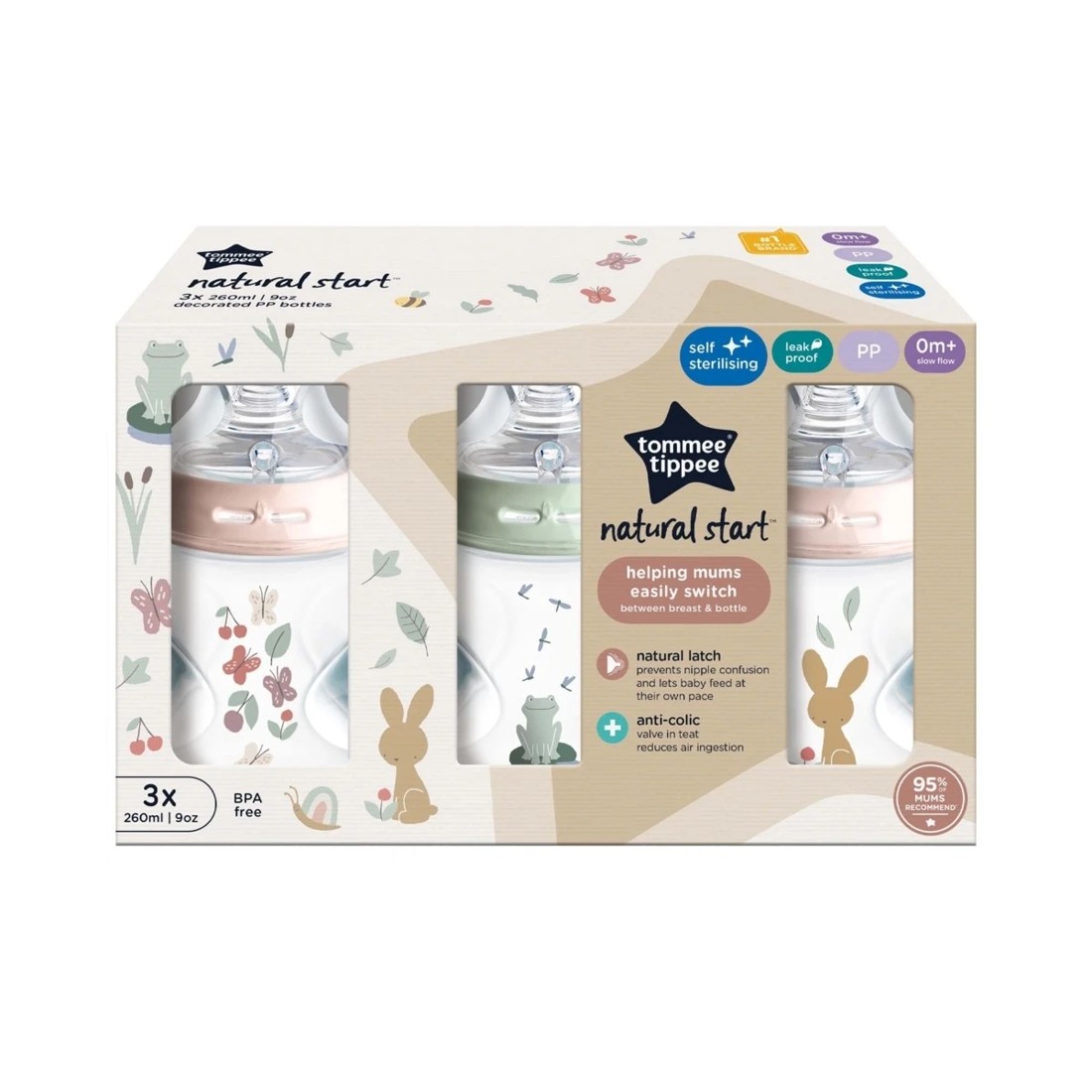 1 3 Pack Tommee Tippee Natural Start Decorated Baby Bottles, 1 of 8