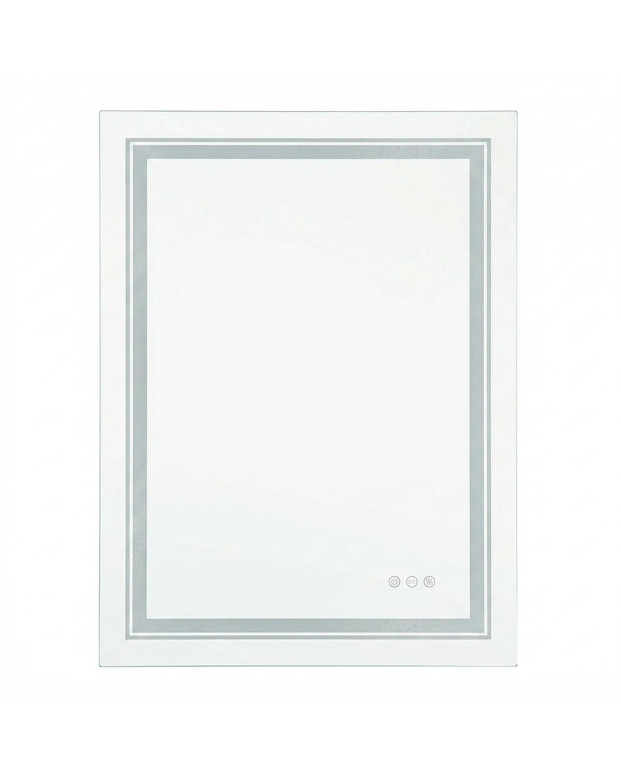 1 OAKORY 60x80cm Rectangular LED Smart Bathroom Mirror Front and Backlit Anti-Fog Dimmable, 1 of 4