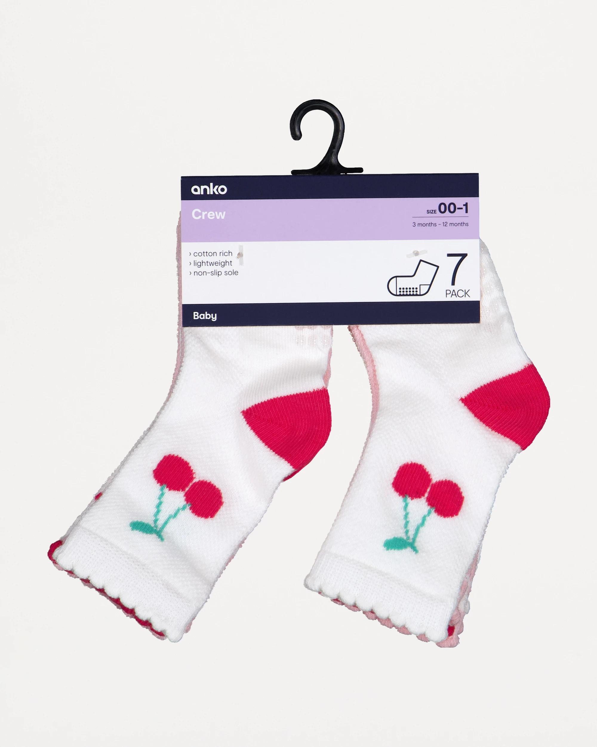 3 7 Pack Summer Crew Socks Cherry, 3 of 3