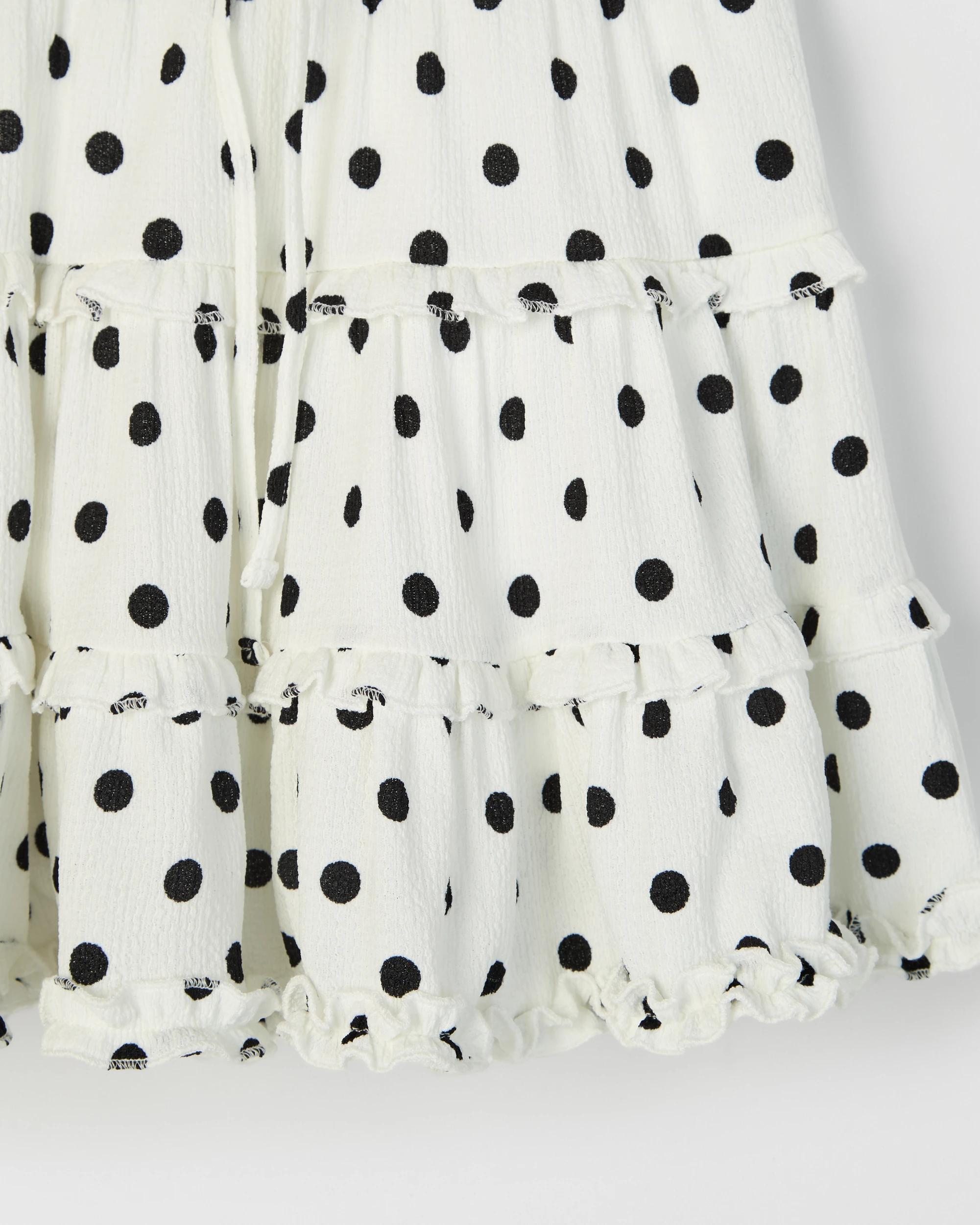 6 Target Kids A-Line Short Length Textured Knit Skort CREAM BLACK SPOT, 6 of 6
