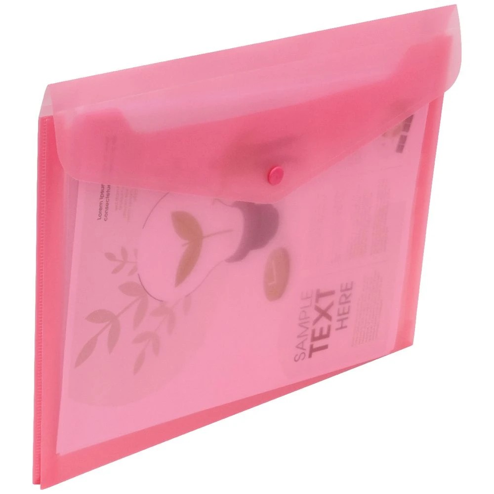 5 J.Burrows A4 Button Document Wallet Pink, 5 of 5