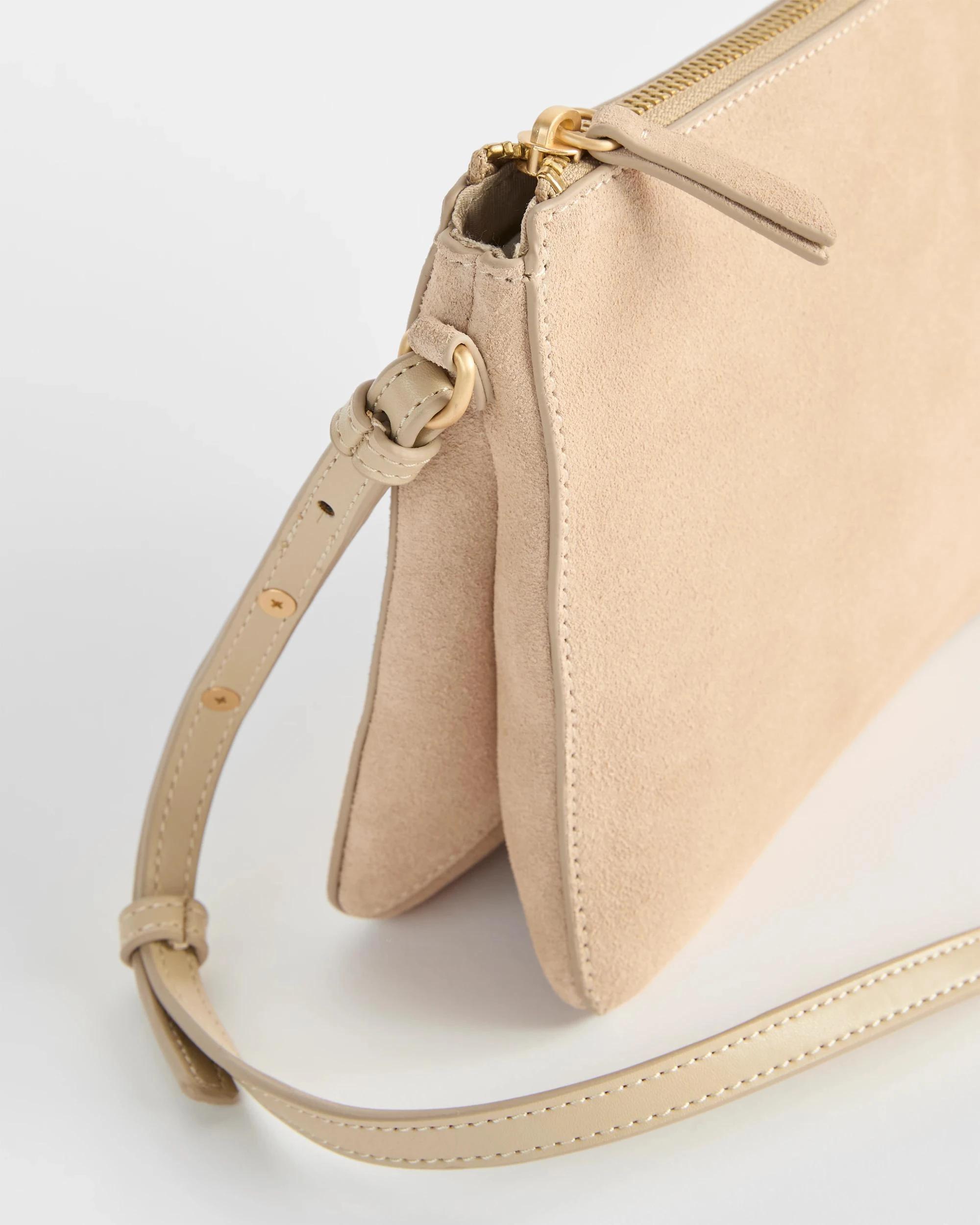 2 Target Premium Suede Leather Compartment Crossbody Bag SAND, 2 of 2