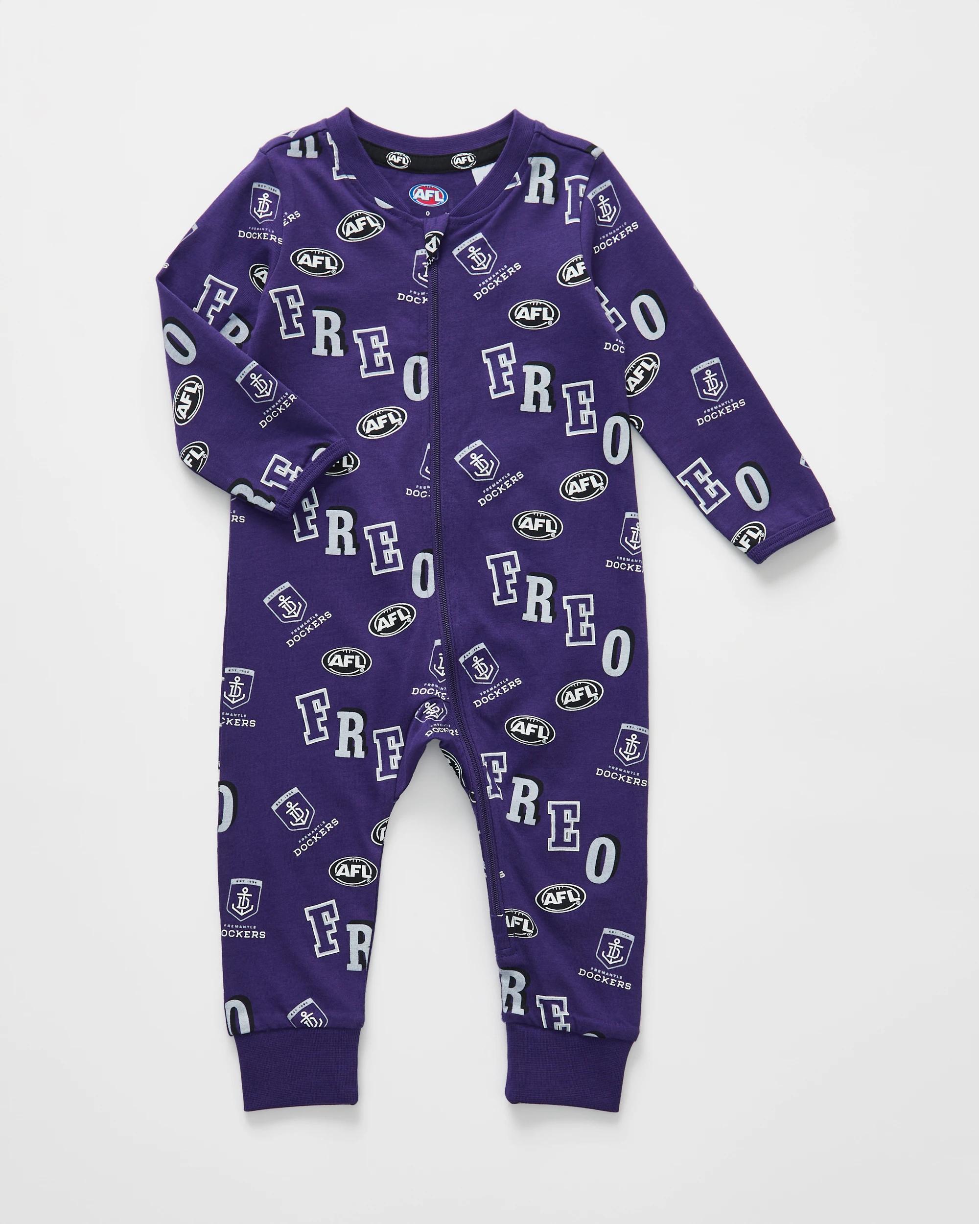 4 2 Pack Official AFL Baby Coveralls Fremantle, 4 of 7