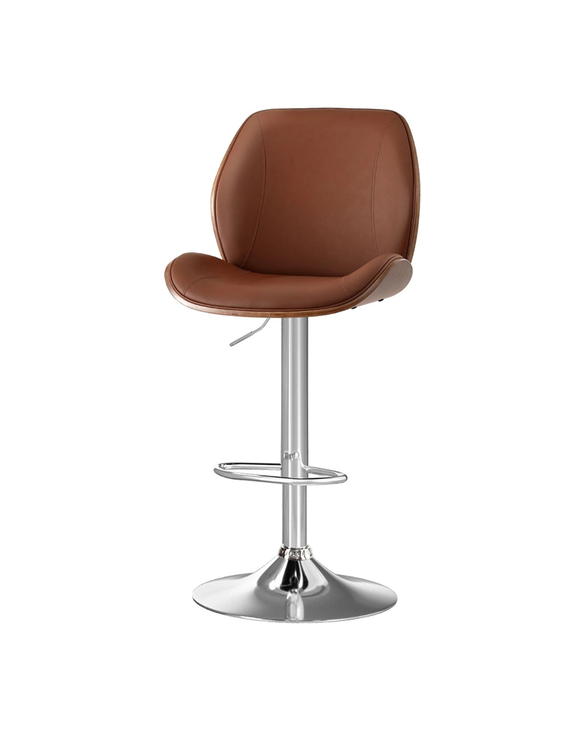 1 Artiss 1X Bar Stool Bentwood Swivel Adjustable Kitchen Dining Counter Stool - Brown, 1 of 4