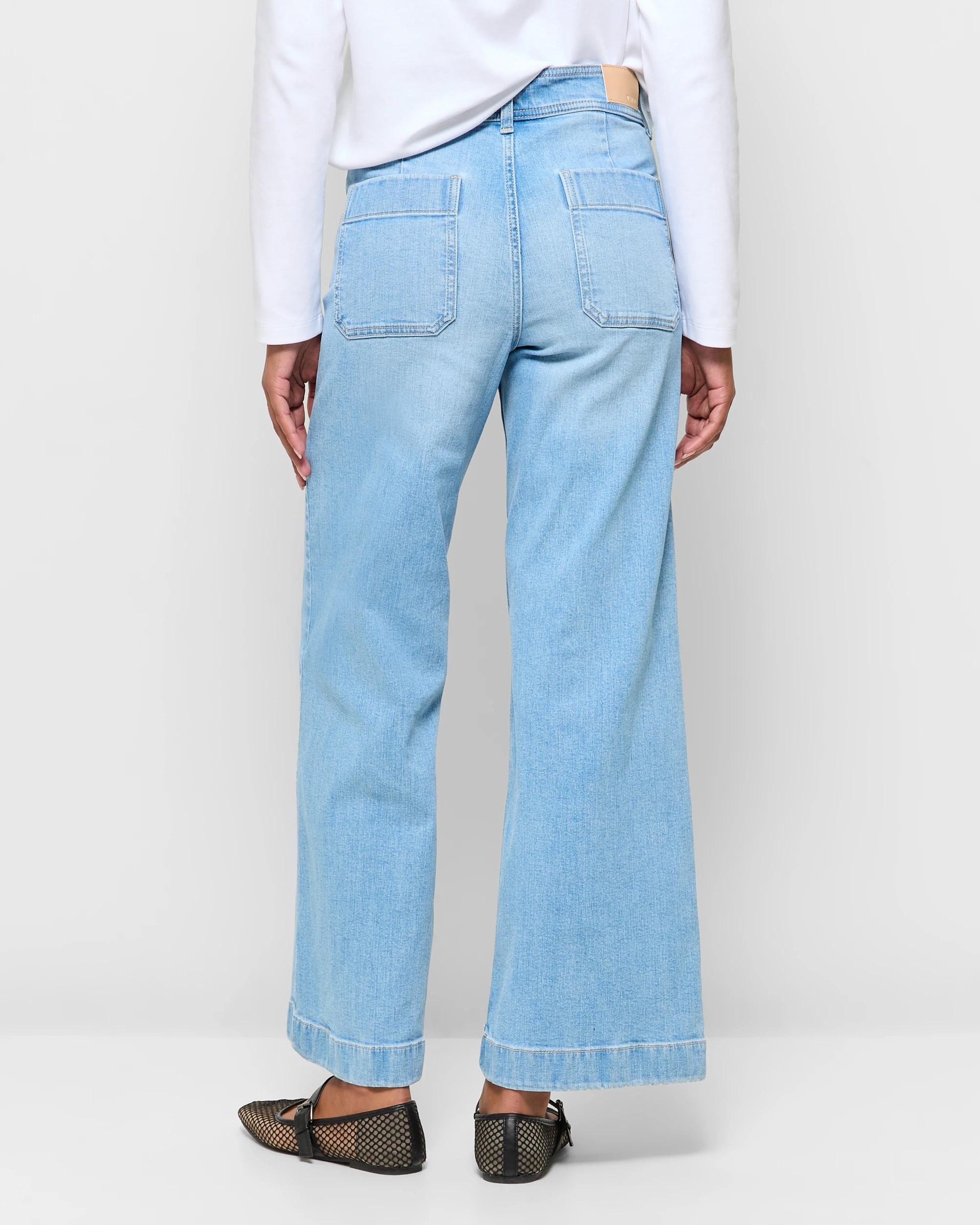 4 Target Mila Wide Leg High Rise Full Length Flat Front Denim Jeans OLD SCHOOL BLUE, 4 of 5