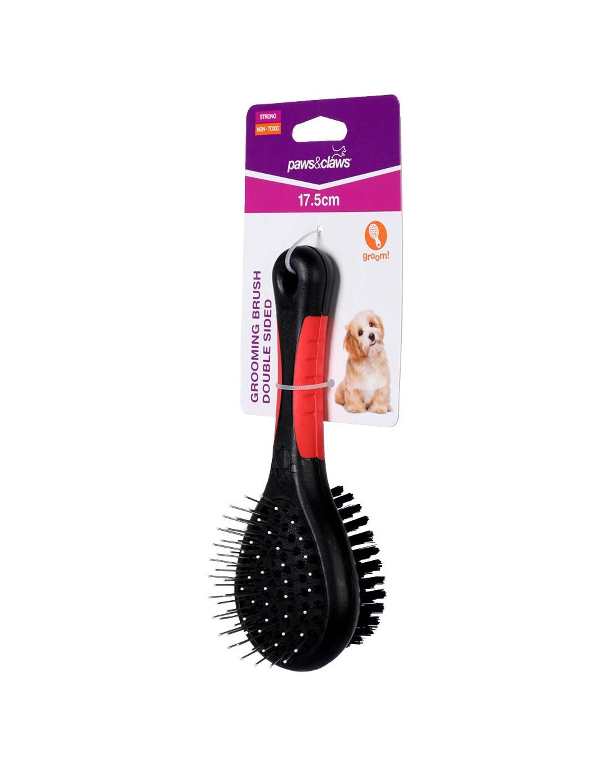 2 Paws And Claws 3pc Double Sided Grooming Brush Comfort Grip Easy Use 17.5cm - Multi, 2 of 4