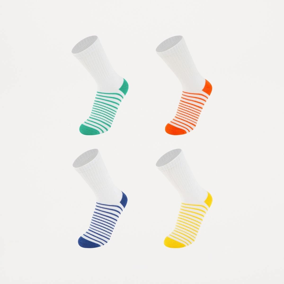 1 4 Pack Active Kids Stretchy Crew Socks STRIPES WHITE, 1 of 3