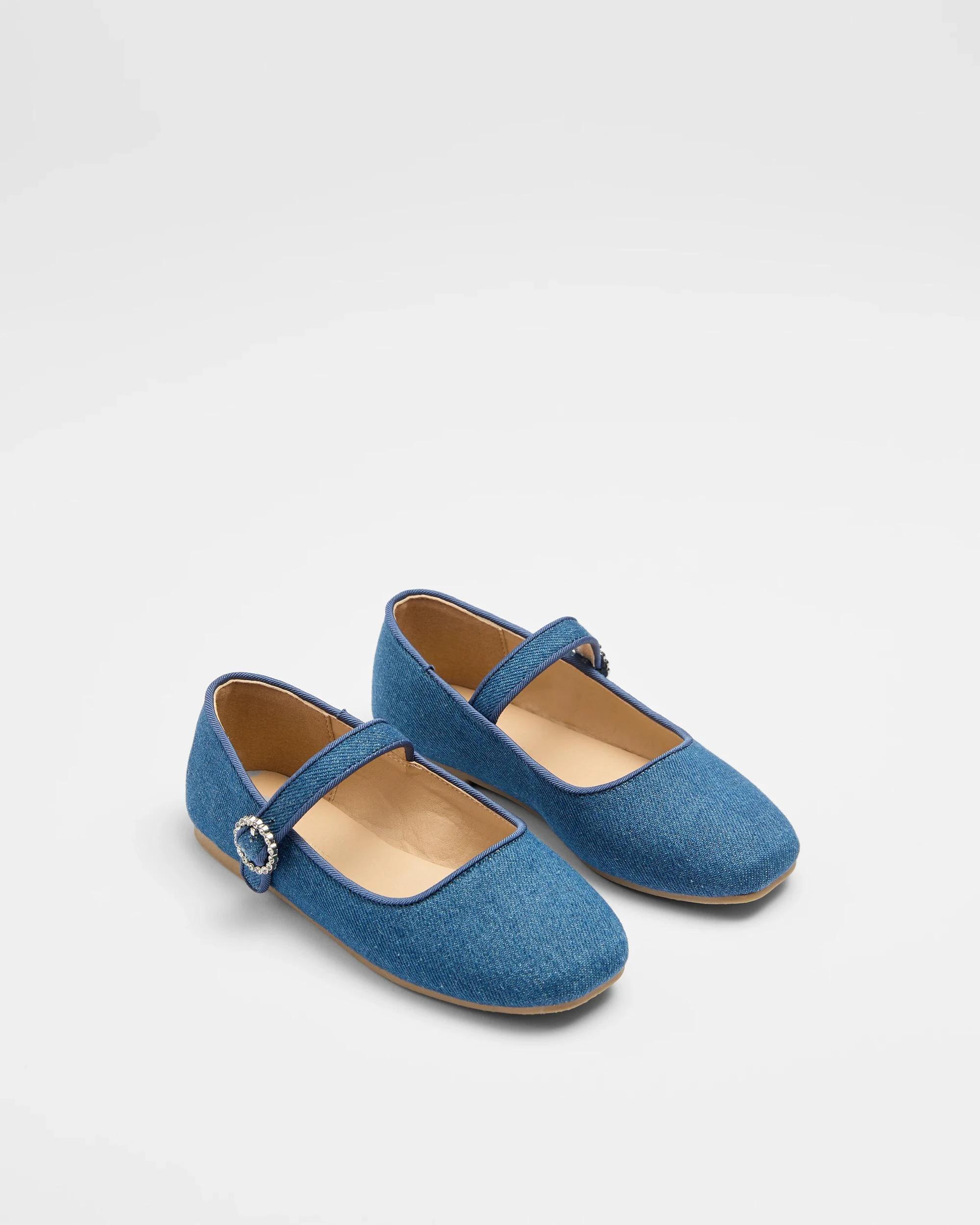 2 Target Girls Diamonte Buckle Ballet Flat DENIM BLUE, 2 of 3