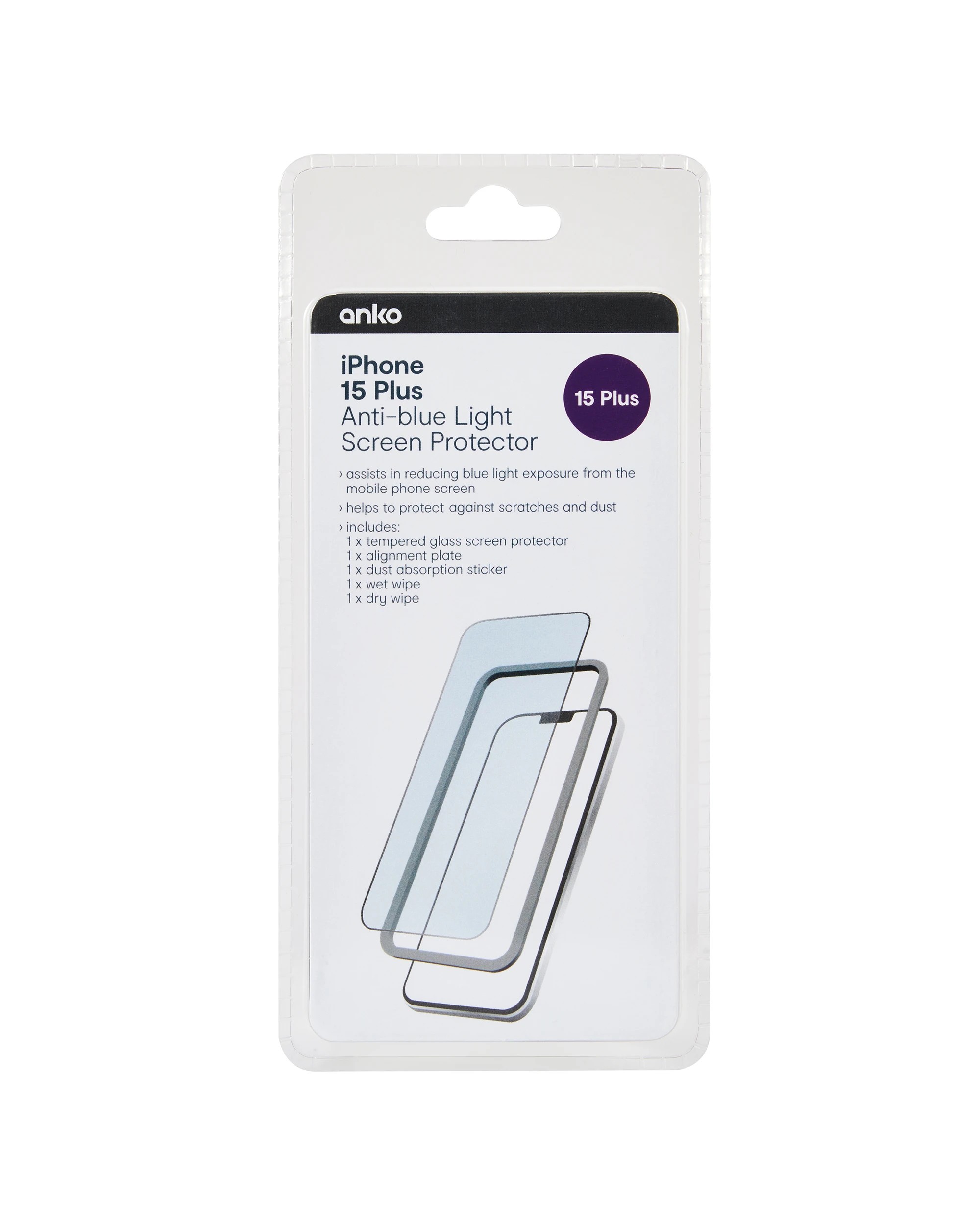 1 iPhone 15 Plus Anti-Blue Light Screen Protector, 1 of 3