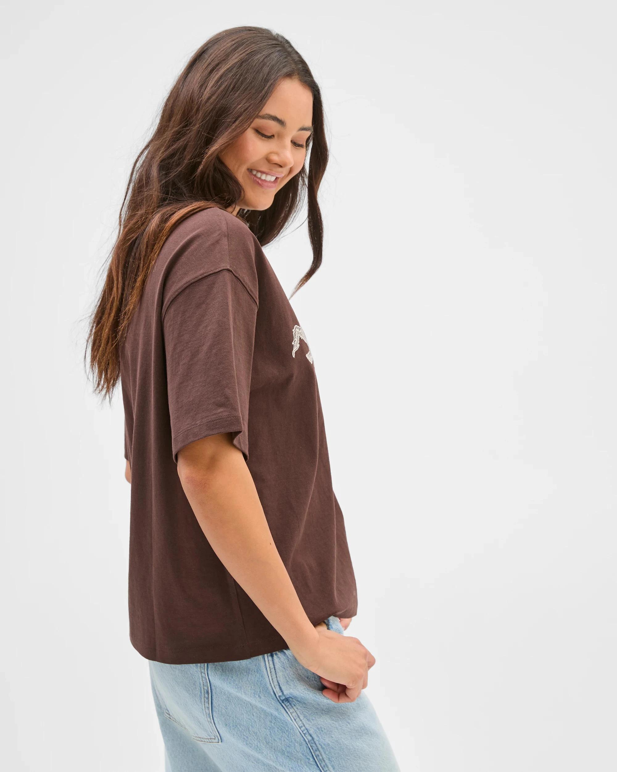 5 Lily Loves Australian Cotton Oversized Printed T-Shirt COFFEE BEAN, 5 of 6
