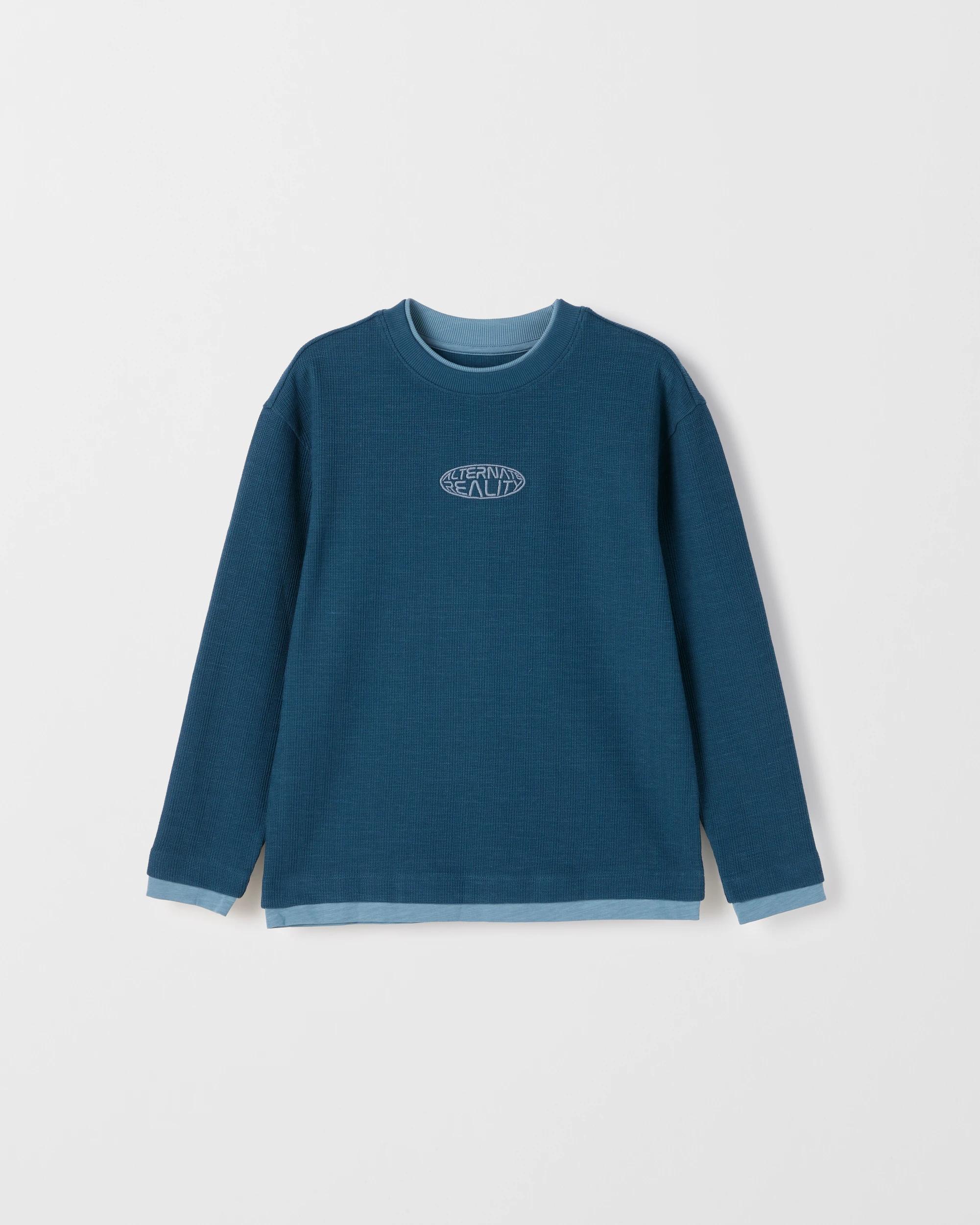 6 Target Kids Australian Cotton Long Sleeve Textured Waffle T-Shirt BLUE, 6 of 8