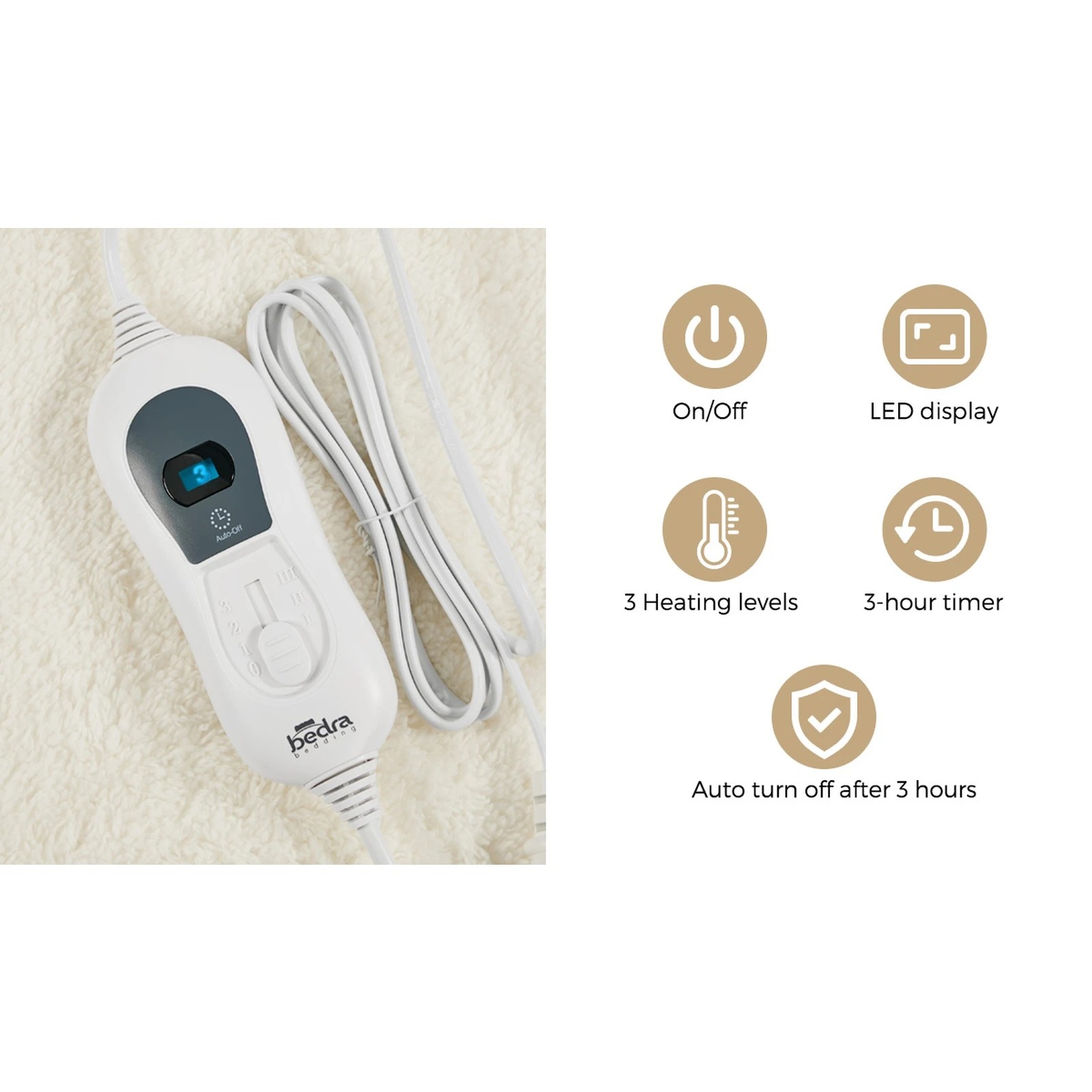 4 Bedra Bedding Electric Heated Blanket Fully Fitted Fleece Underlay Winter Pad Queen - Queen Bed - White, 4 of 7