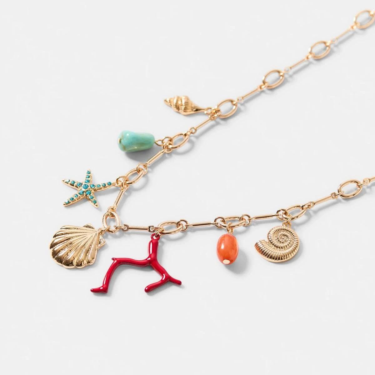 2 Seashell Charms Necklace - Gold Tone GOLD METAL, 2 of 6
