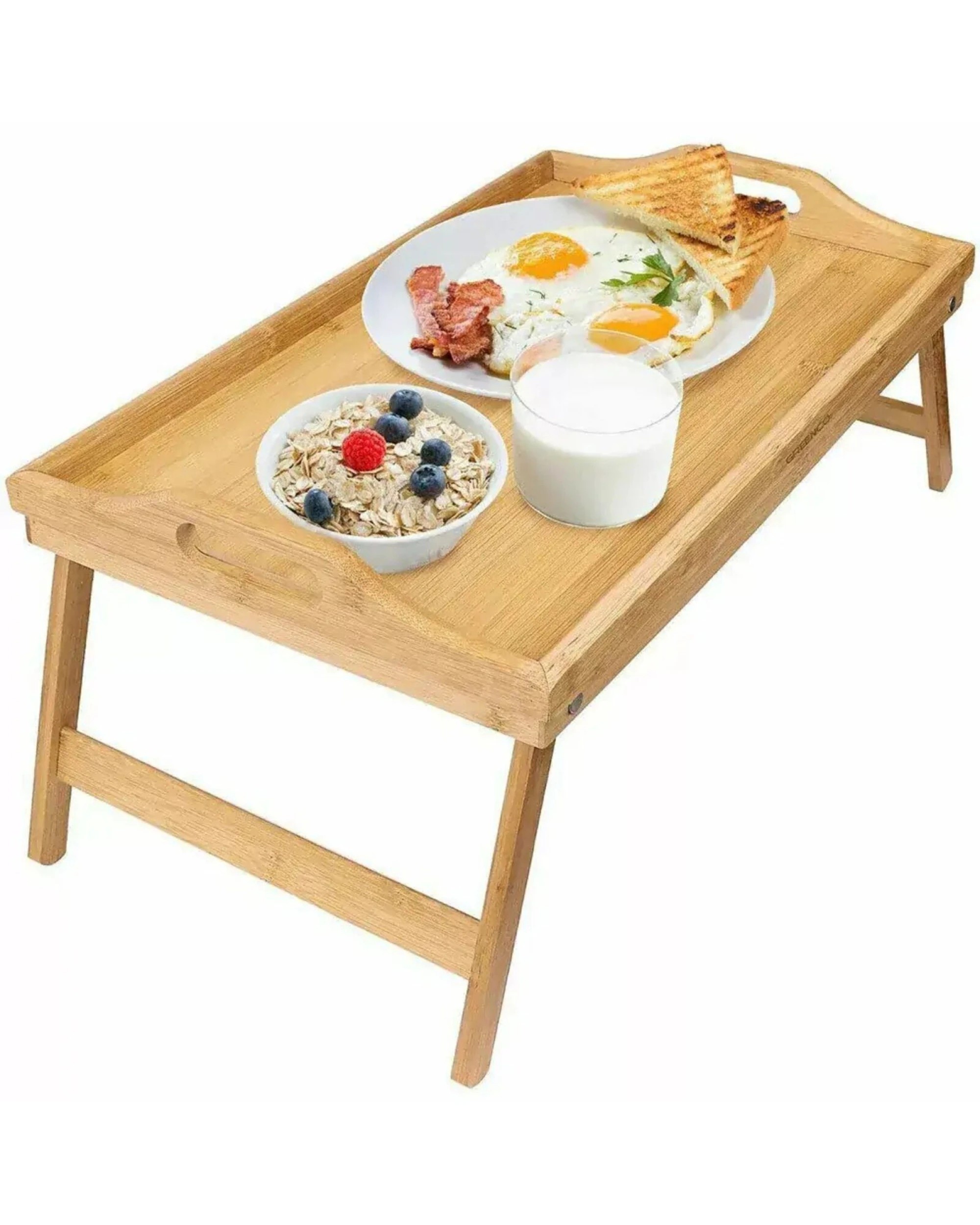 1 BR Home Bamboo Folding Table Lap Serving Tray for Snacks and Meals, 1 of 8