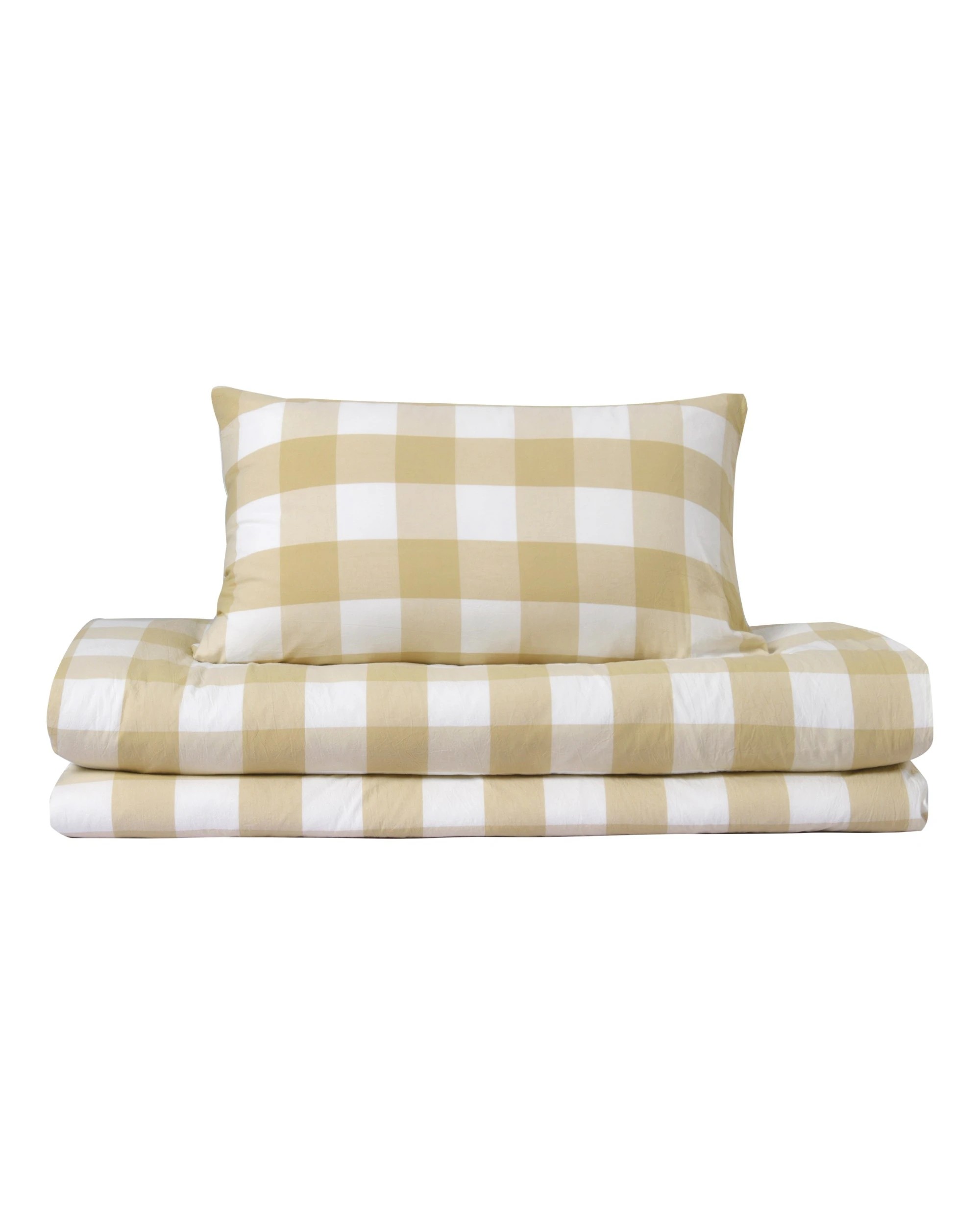 3 Dreamaker Remy Yarn Dyed Washed Cotton Checkered Quilted Cover Set - King Single Bed - Sand, 3 of 7