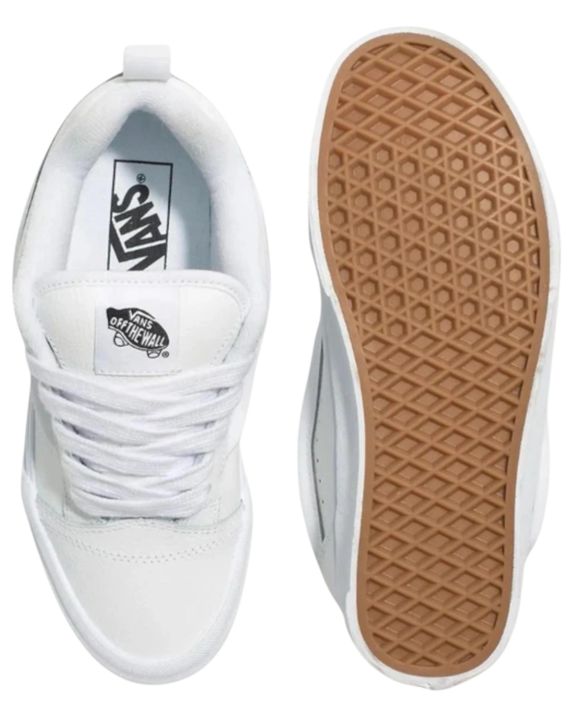 3 Vans Mens Knu Skool Low Top Leather True White Lace Up Shoes WHITE, 3 of 4