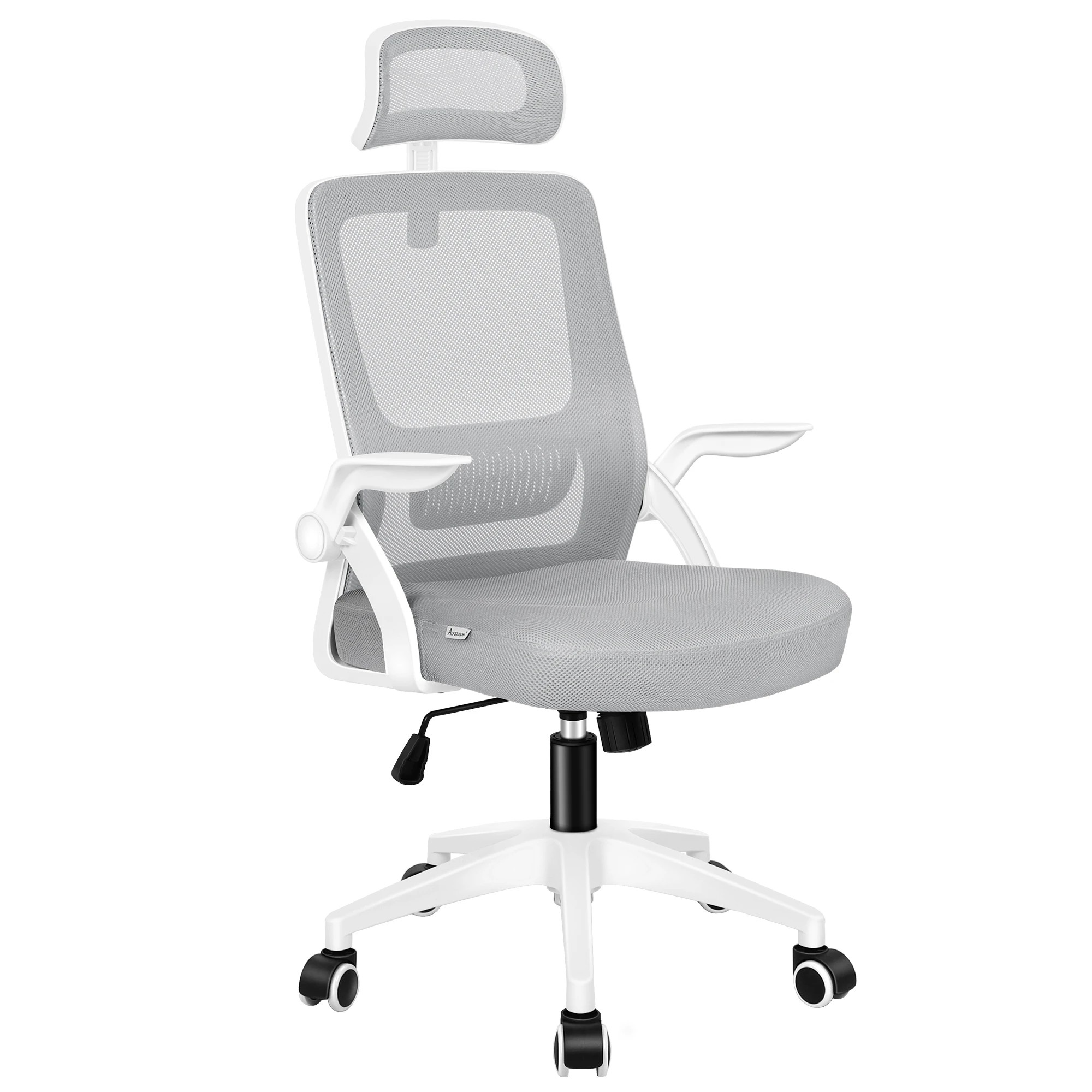 1 Alfordson Mesh Office Chair Executive Seat Tilt Fabric Gaming Racing Computer - White Grey, 1 of 10