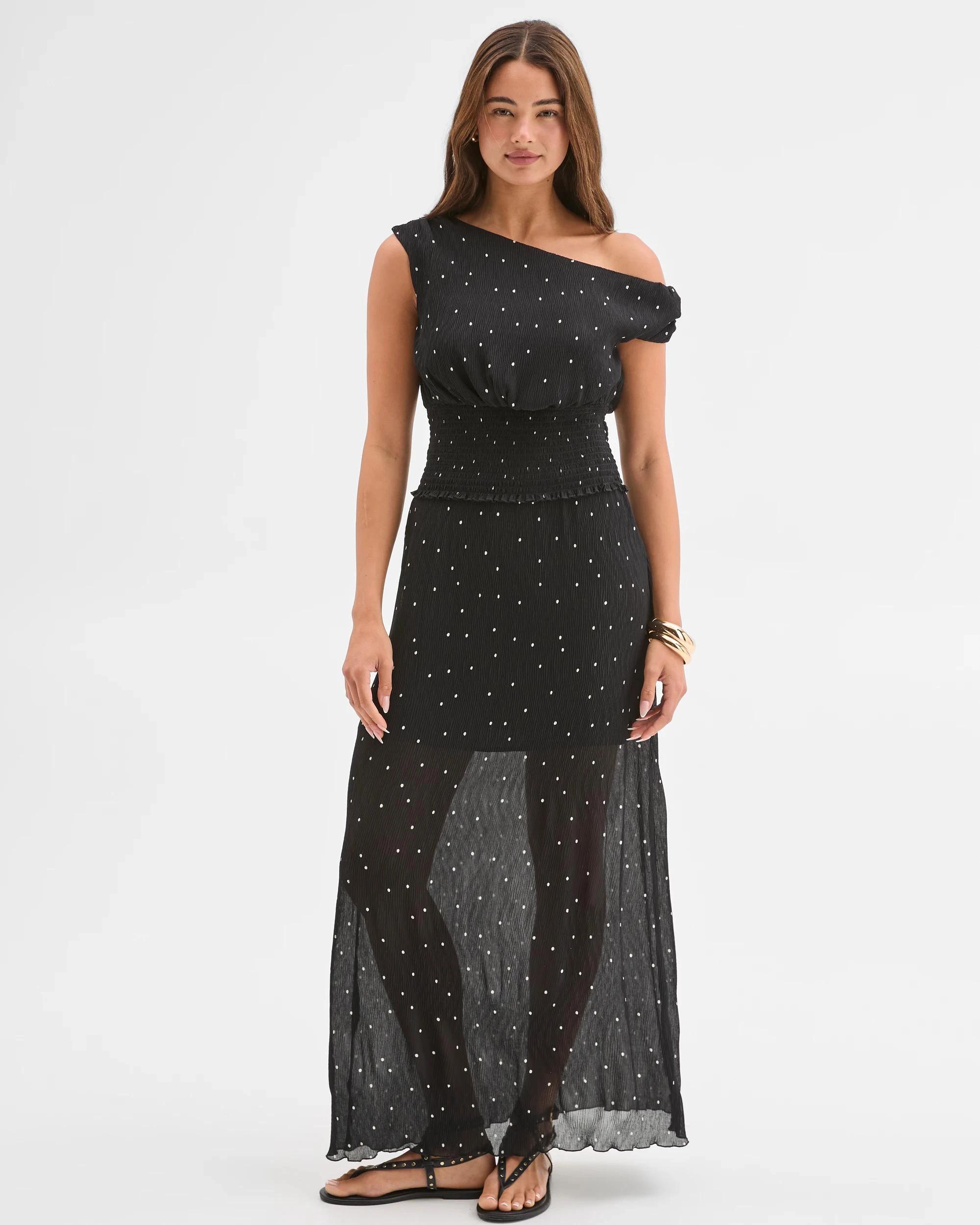 1 Lily Loves Polka Dot Midi Skirt BLACK, 1 of 5