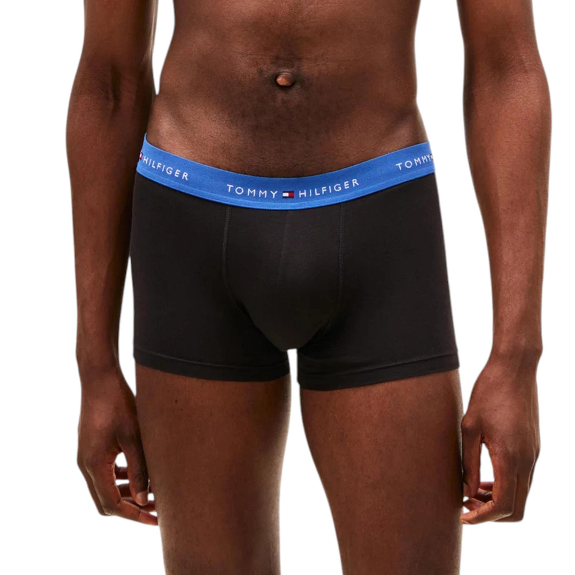 5 Tommy Hilfiger 3 Pack Mens Essential Cotton Boxer Trunks Underwear BLACK MULTI, 5 of 7