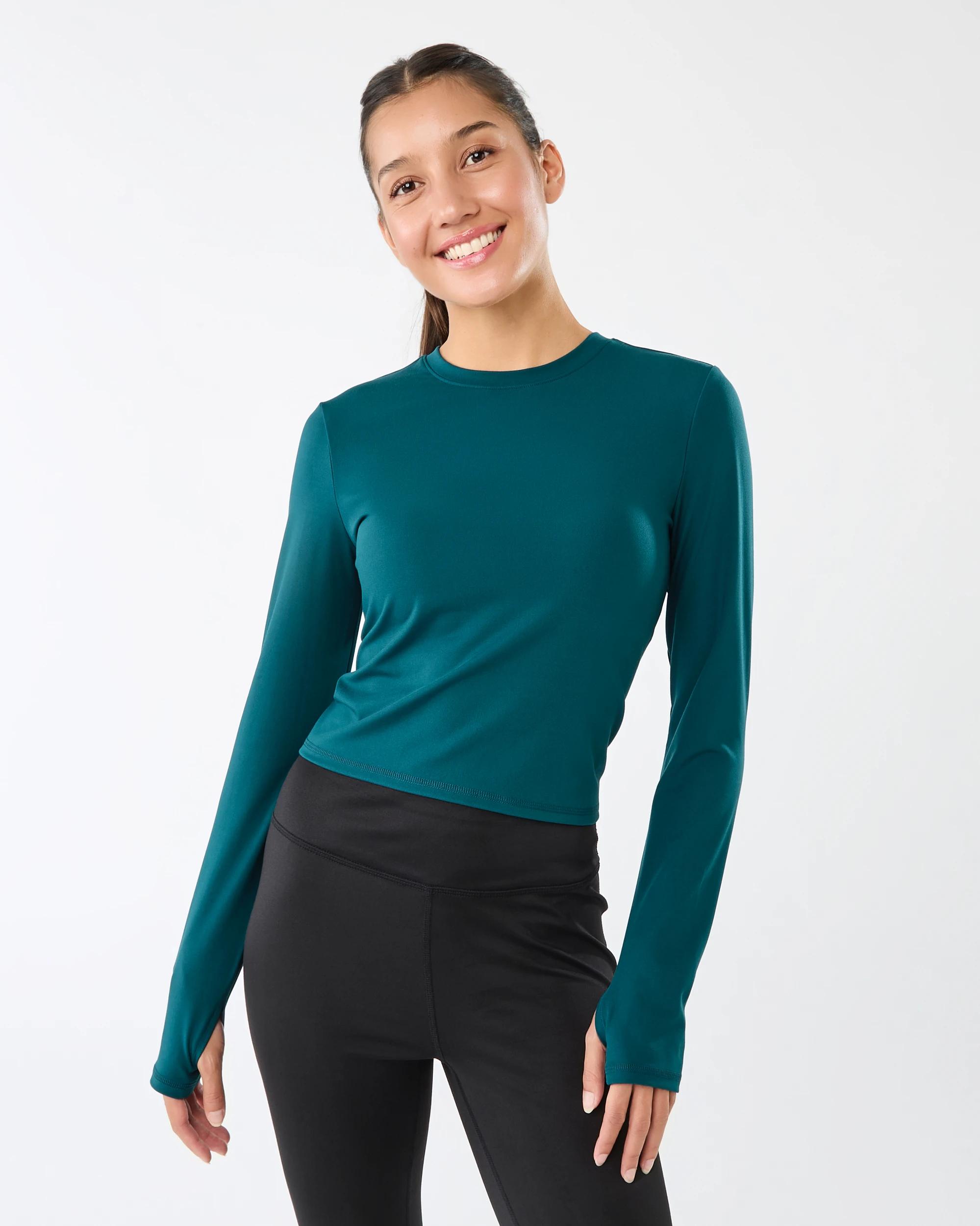 1 Active Womens Long Sleeve Ultrasoft Top Deep Teal, 1 of 7