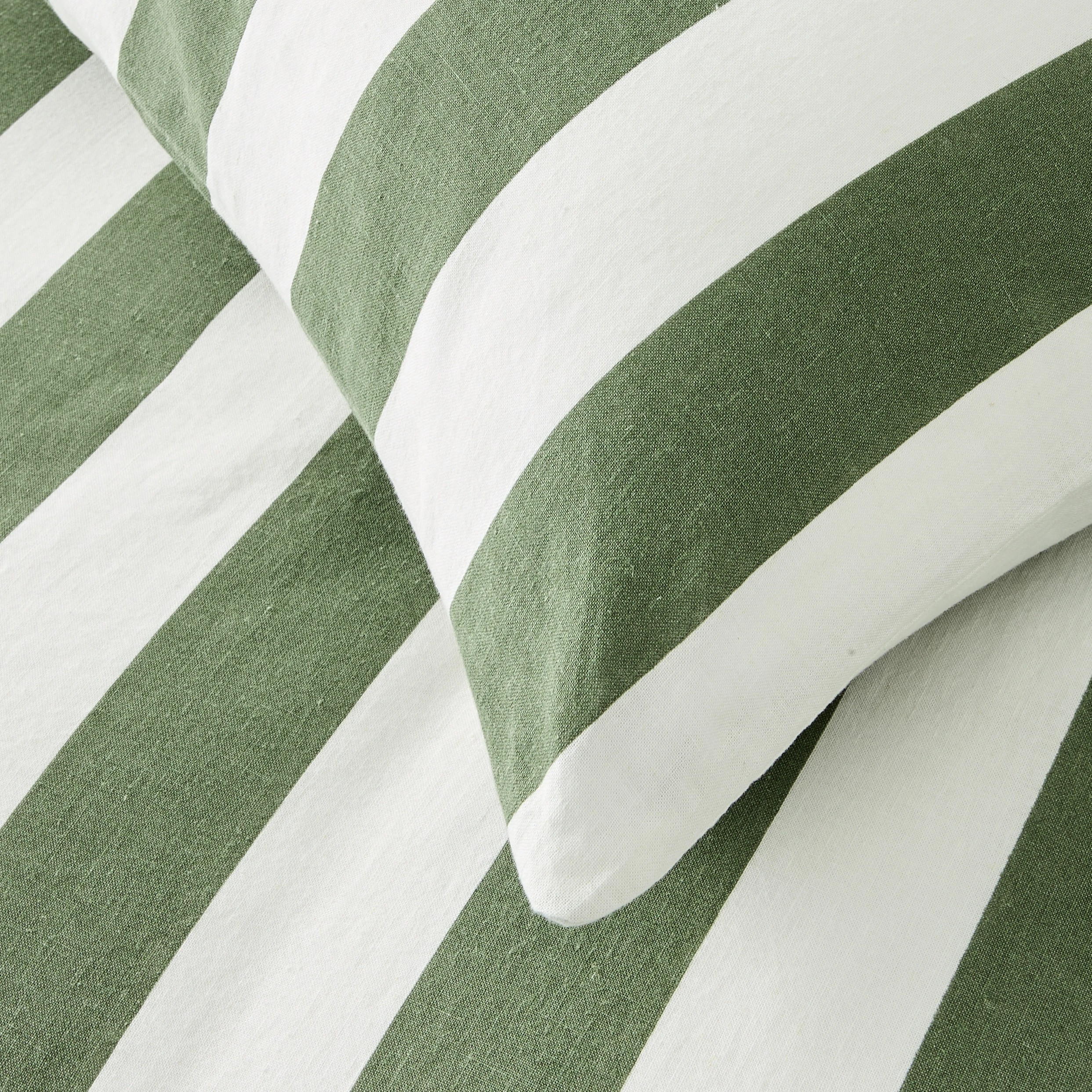3 Stripe Linen Cotton Quilt Cover Set - King Bed, Forest, 3 of 7