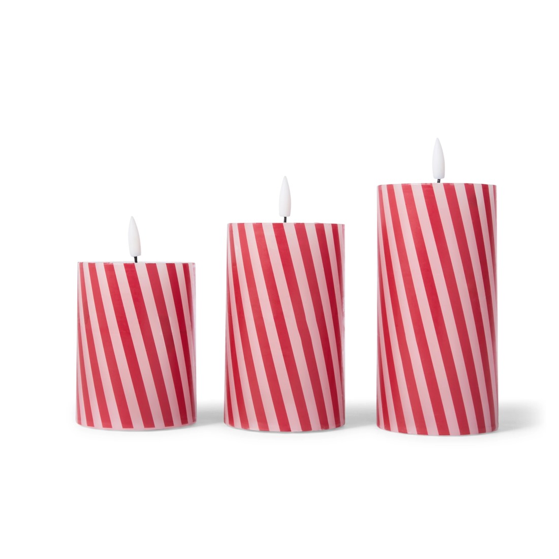2 LED Red and White Stripe Candle Set, 2 of 9