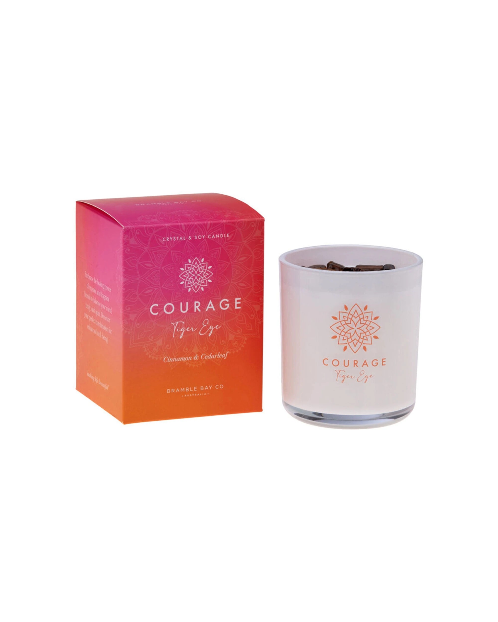 1 Bramble Bay Crystal Boho Tiger Eye Courage Scented Candle Cinnamon & Cedar Leaf 300g - Clear, 1 of 3