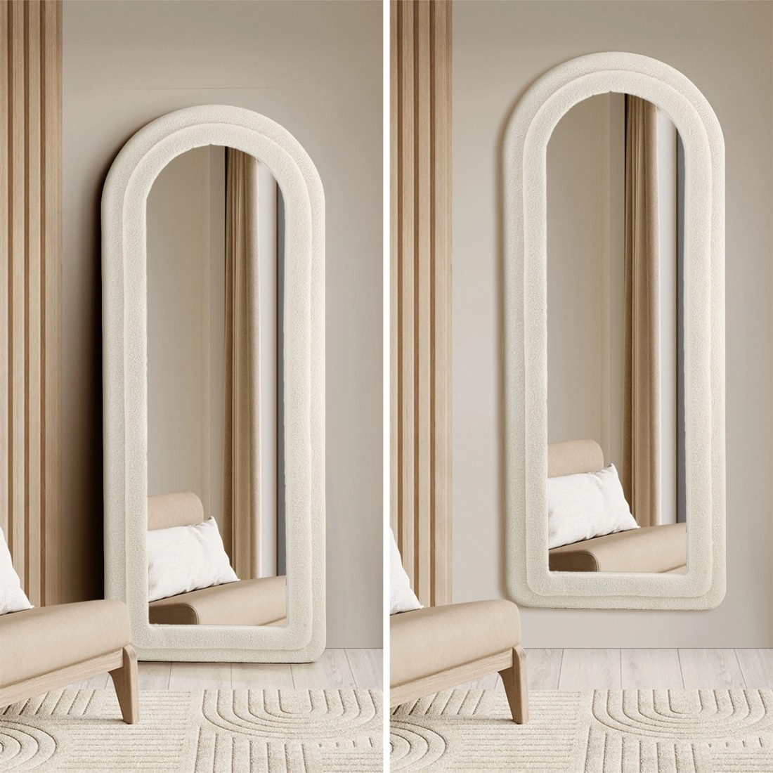 4 Oikiture 1.6m Full Length Mirror Boucle Frame Floor Mirrors Dressing Bedroom
 - White, 4 of 9