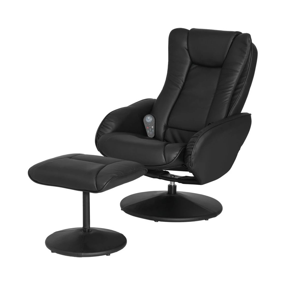 1 Artiss Recliner Chair Ottoman Heated Massage - Black, 1 of 5