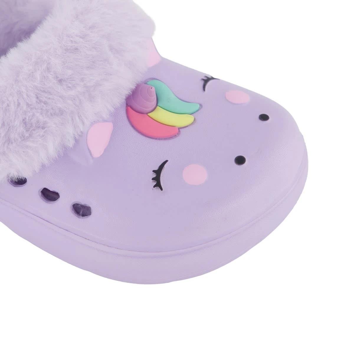 4 Junior Faux Fur Lined Clogs Uni Lilac, 4 of 4