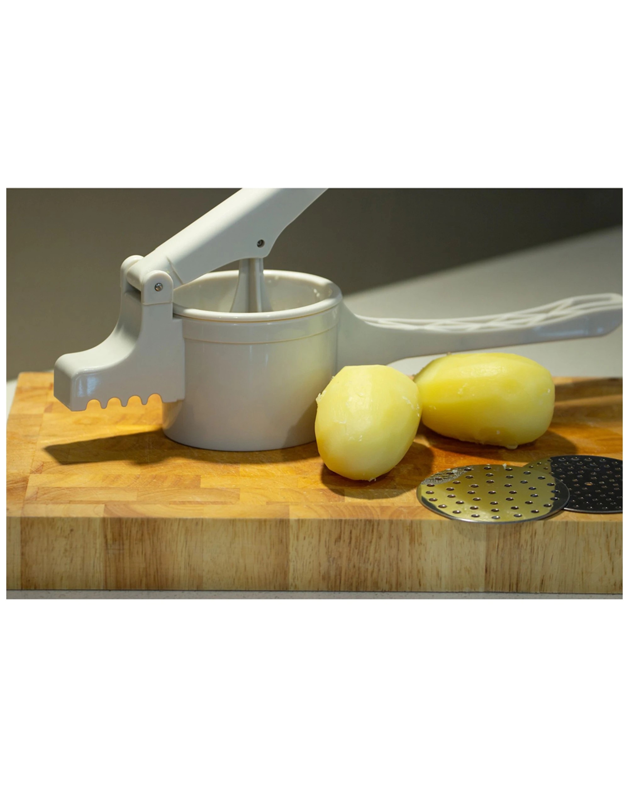 2 Cuisena Potato Ricer Fine Medium Coarse 3 Stainless Steel Discs Ergonomic Handle - White, 2 of 5