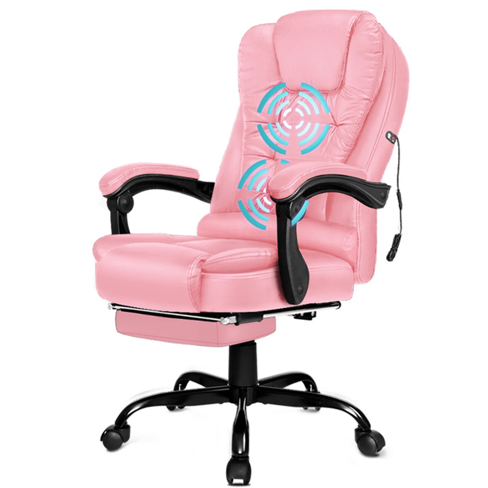 1 Alfordson Massage Office Chair FOOTREST Executive Gaming Racing Seat PU Leather - Pink, 1 of 10