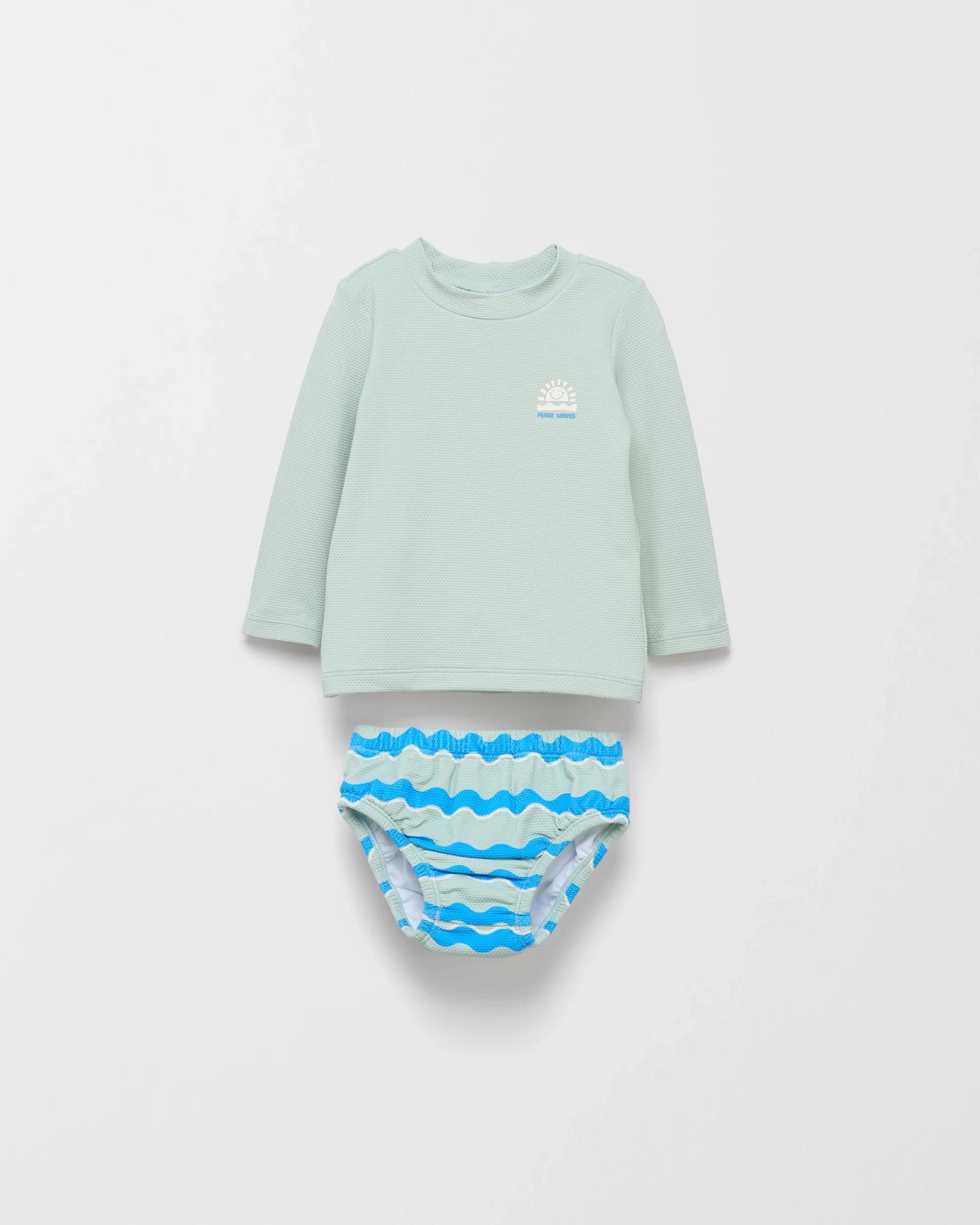 1 Target Baby Swim Nappy & Rash Vest 2 Piece Set WAVE MISTY, 1 of 2