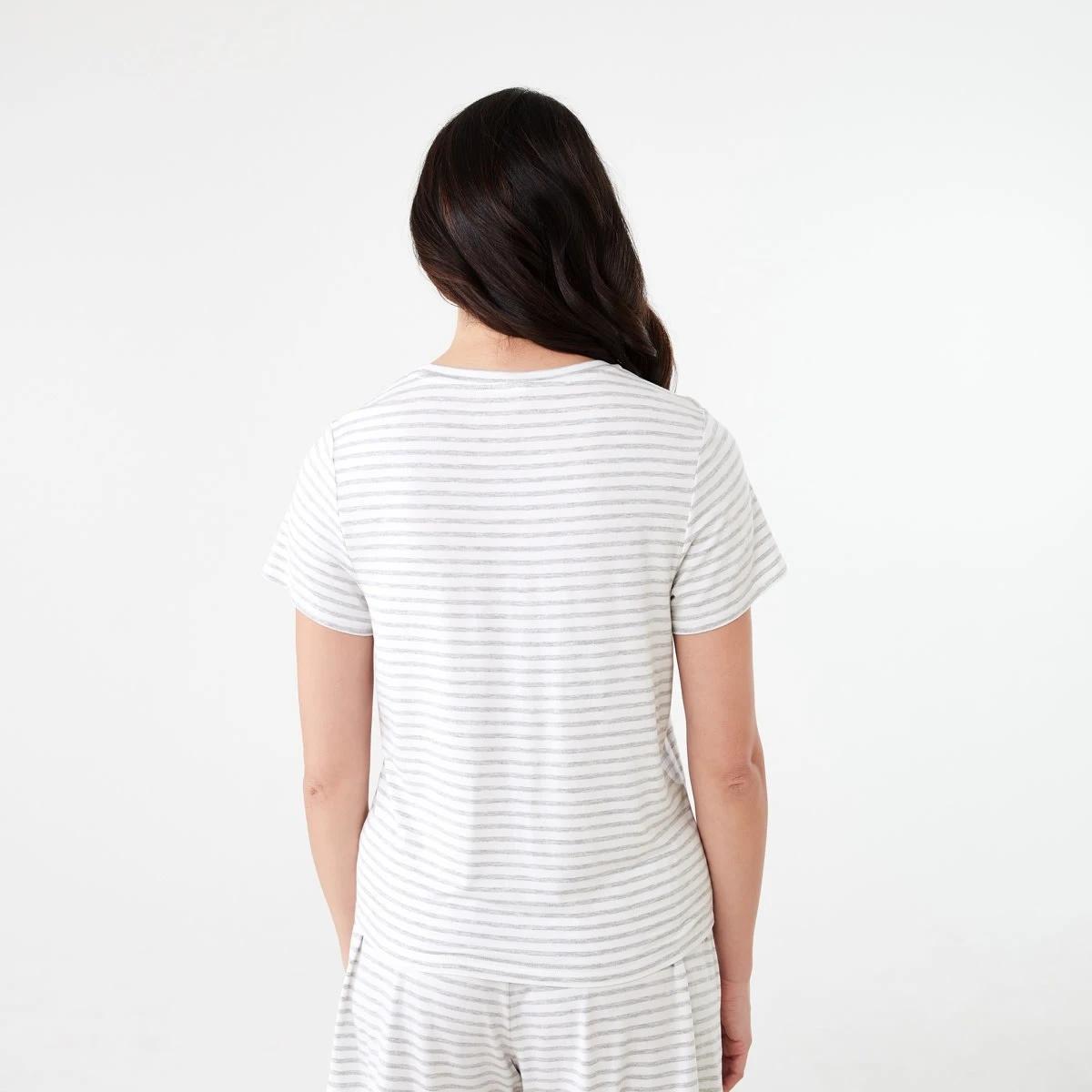 3 Viscose T-shirt MARLE STRIPE SILVER MARLE, 3 of 6