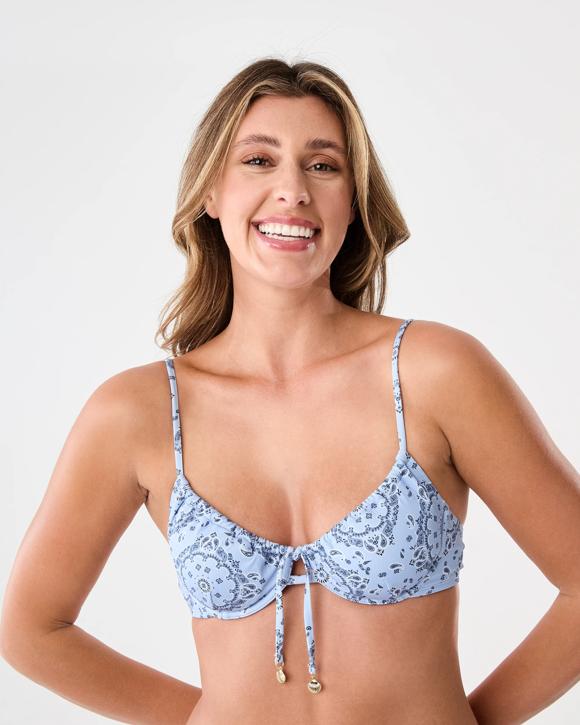 Swimwear Underwire Tie Front Bikini Top