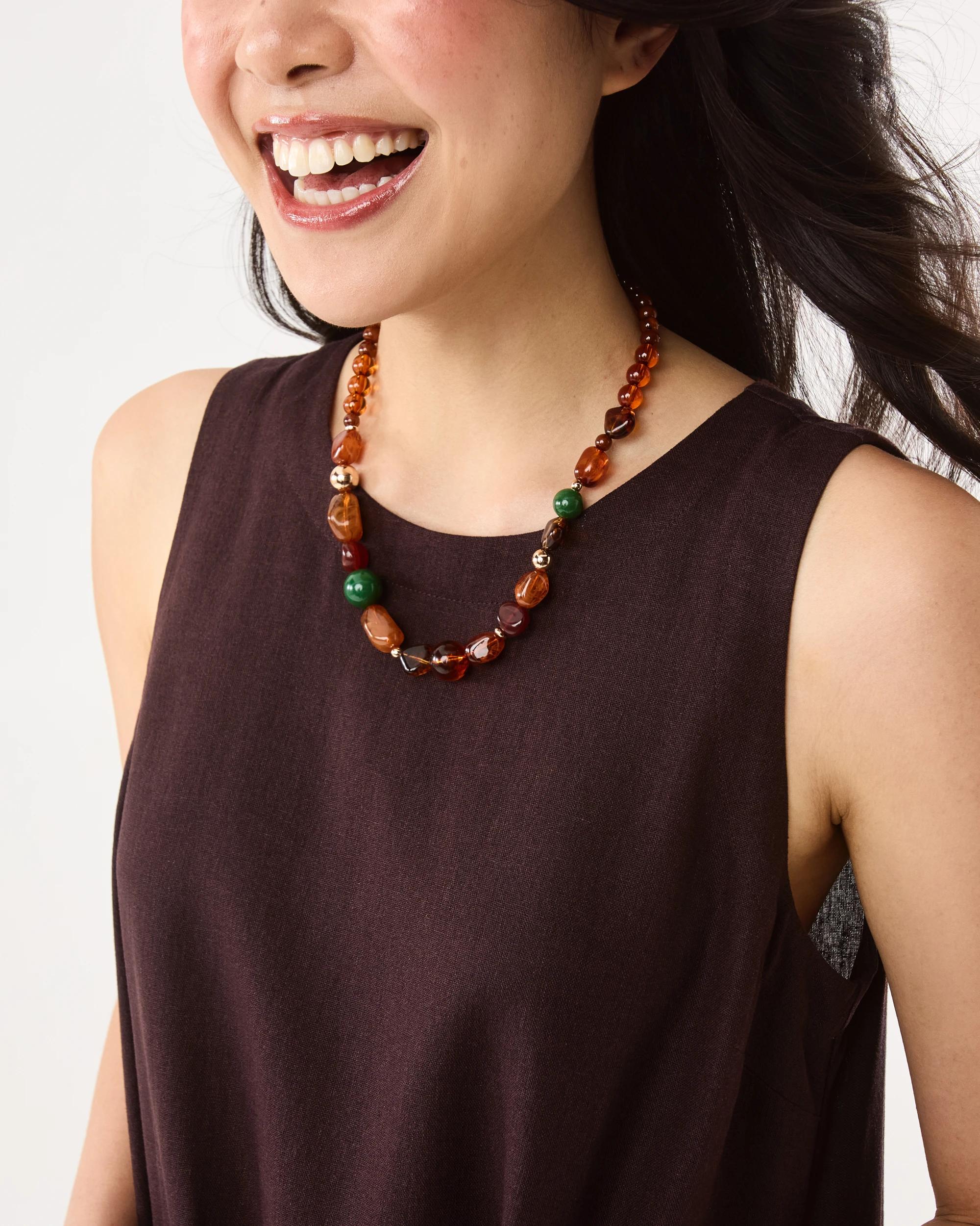 3 Graduated Bead Necklace - Brown Brown, 3 of 5