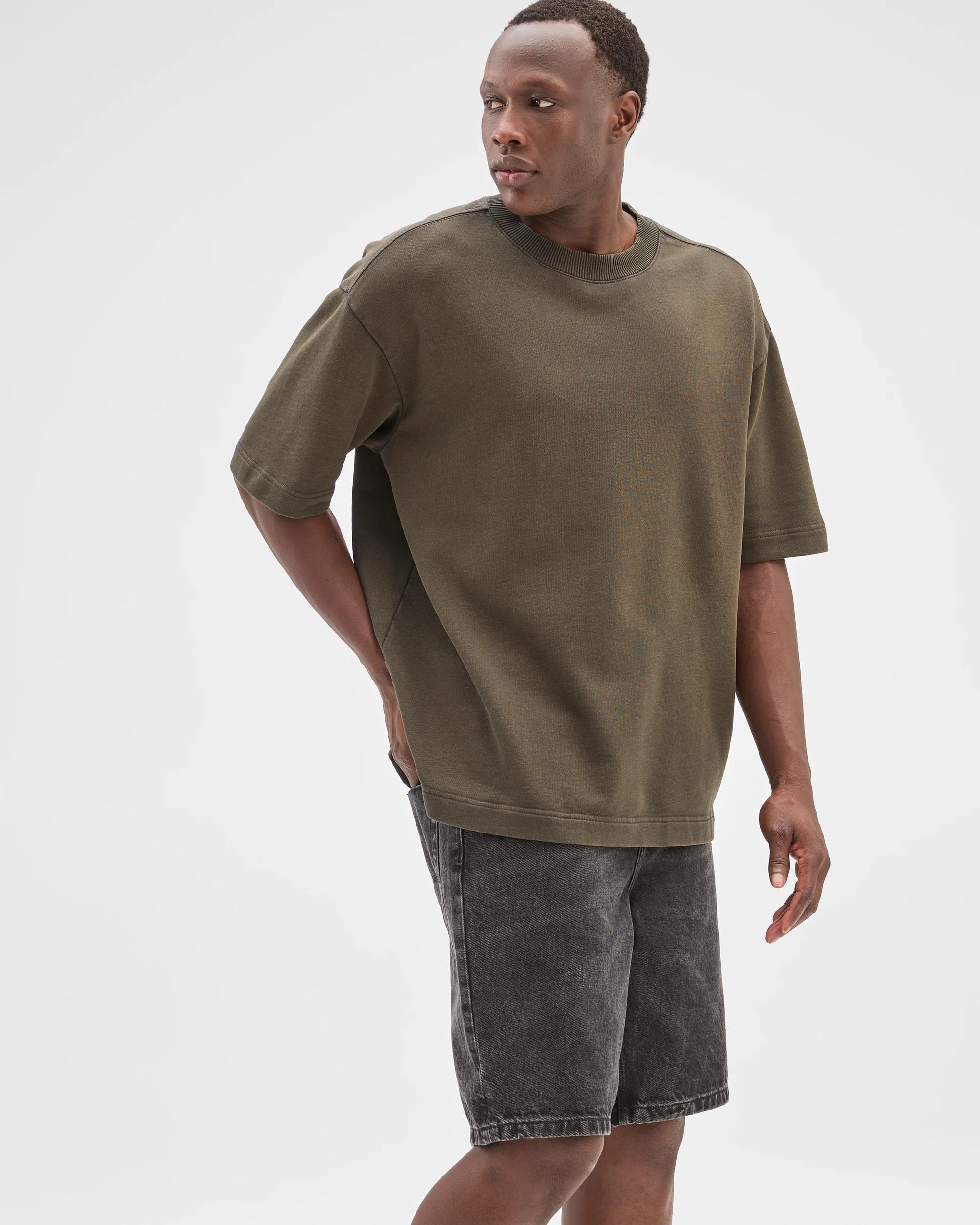 3 Commons Australian Cotton Fleece T-Shirt OLIVE GREEN, 3 of 5