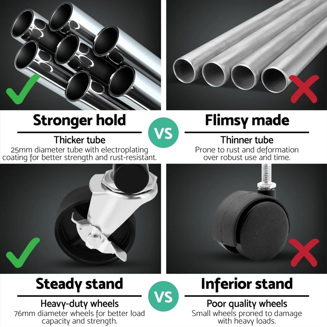 6 Artiss Clothes Rack Airer Rail Coat Stand Adjustable Hanger - Silver, 6 of 7