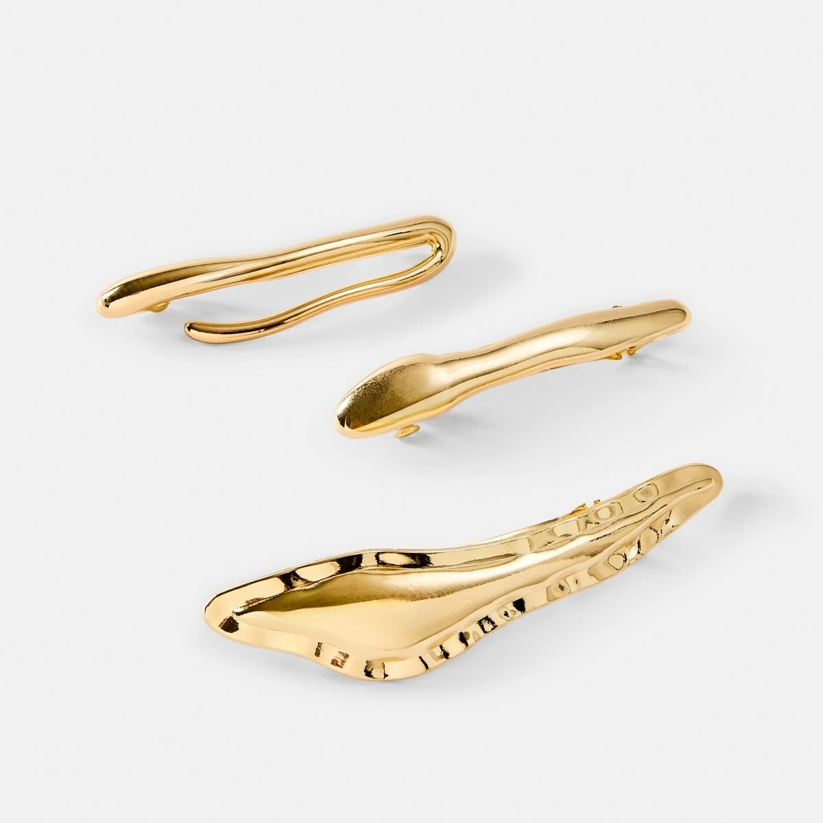 2 3 Pack Gold Tone Barrette Hair Clips, 2 of 4